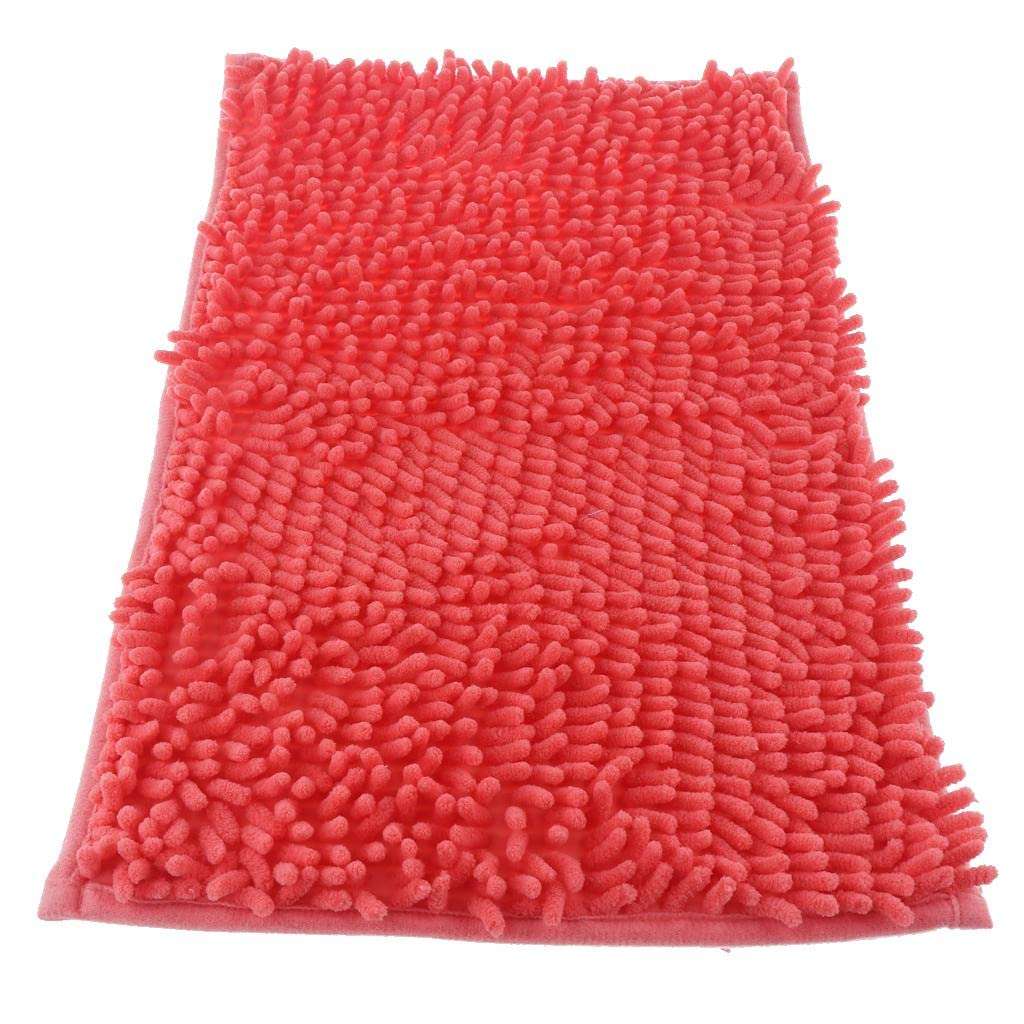 Microfiber Bathroom Kitchen Mat Bath Shower Rug Rectangular Doormat Orange L 1