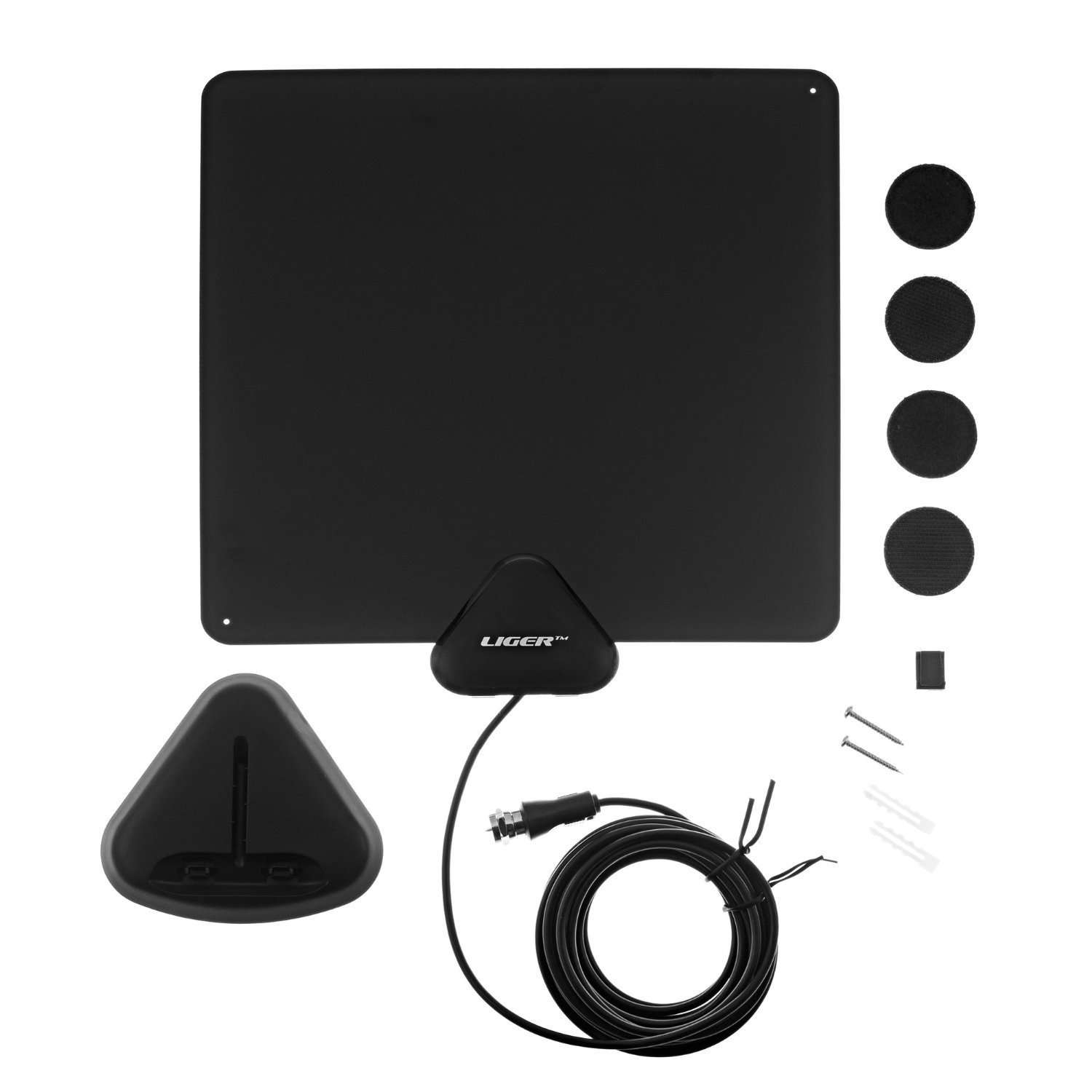 HDTV Antenna, Liger Ultra-Thin Indoor Antenna 35 Mile Range - Receive HD Television Signals for Free - Plugs Directly Into Your TV - Includes Adhesive & Stand 2