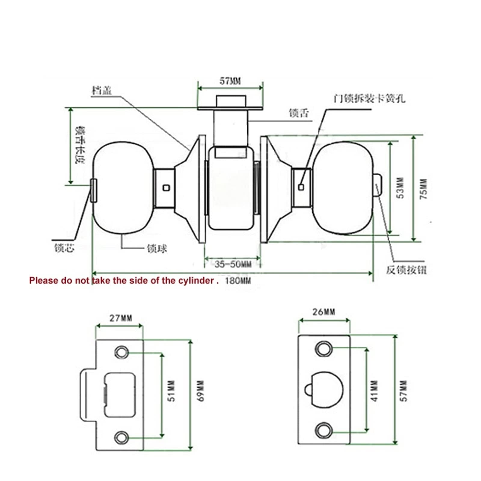 NHOSS Handle Door Lock with Spring Bolt for Bathroom Bedroom Office Women Bag Shop Wooden Door Hardware 1Pcs 6