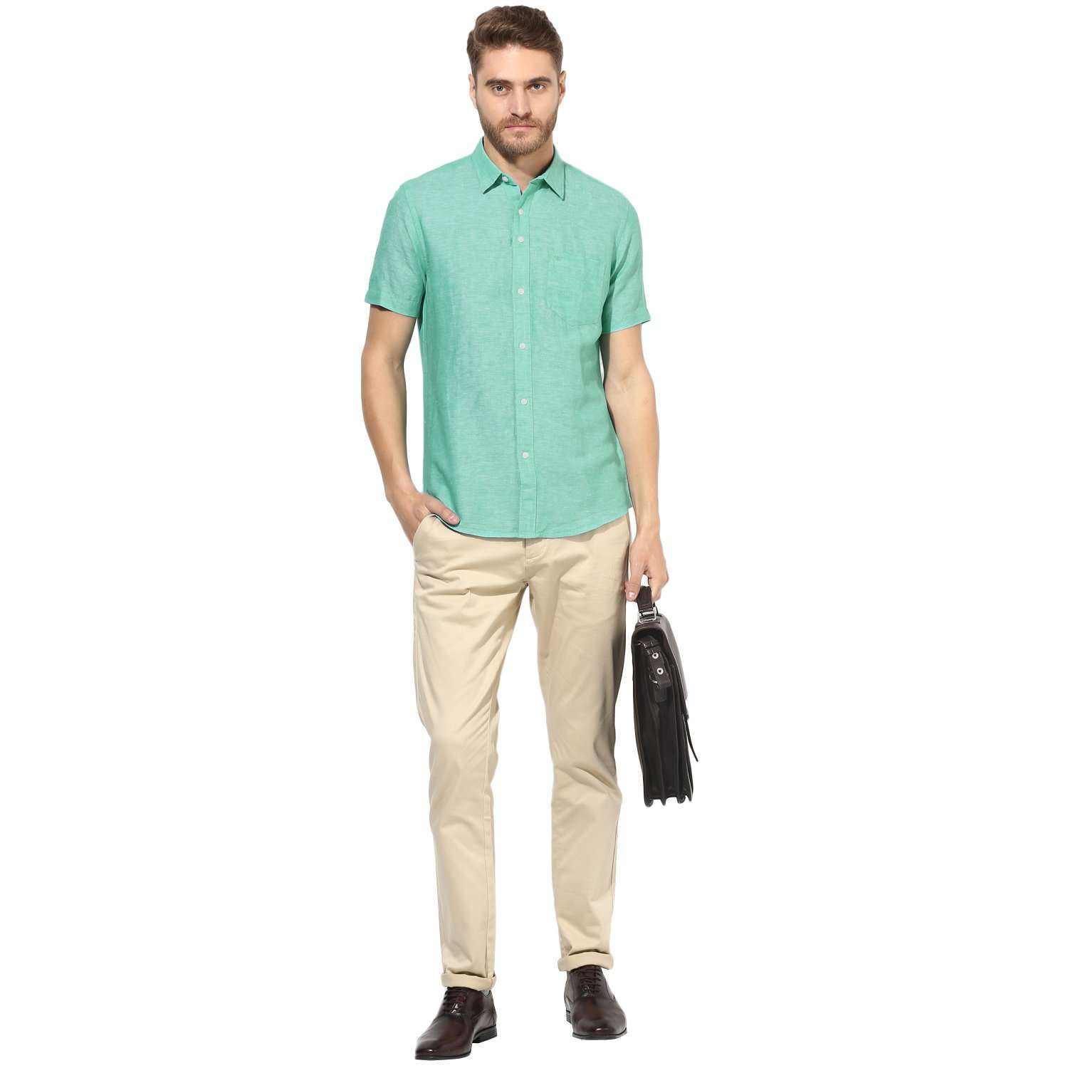 Red Tape Men's Solid Regular fit Casual Shirt (RSH6426A_Green_M 5