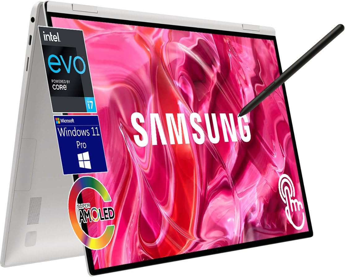 SAMSUNG Galaxy Book2 Pro 360 2-in-1 15.6” Laptop, Intel Evo Core i7-1260P, AMOLED Touchscreen, FHD Webcam, Windows11 Pro, w/S Pen & HDMI (16GB LPDDR5 RAM | 2TB SSD) 1