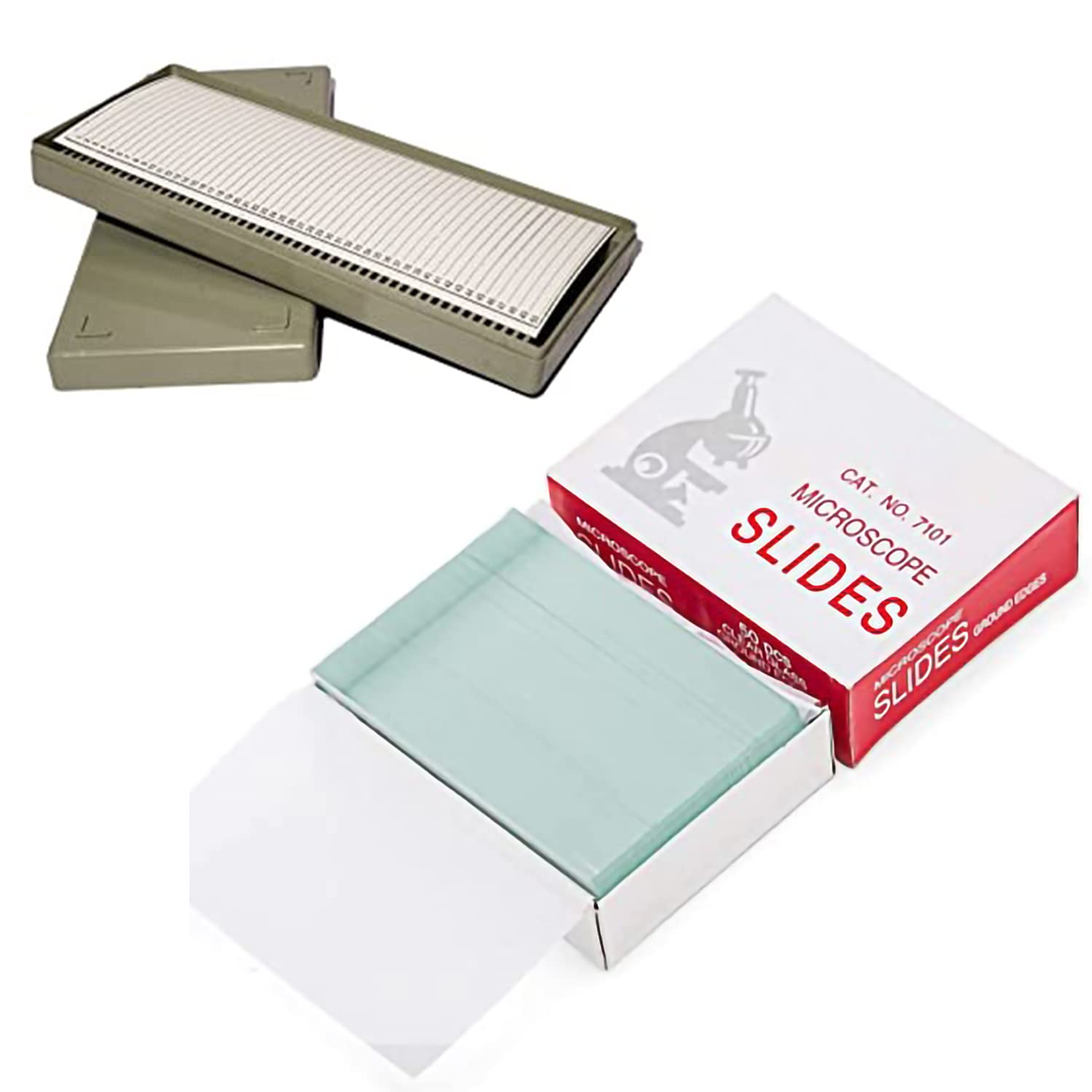 Clear & Sure Microscope Glass Slide and 50 Slide Box, Ground Edges & Lint Free Packing | 25.4x76.1mm | Pack of 50 Slide 1