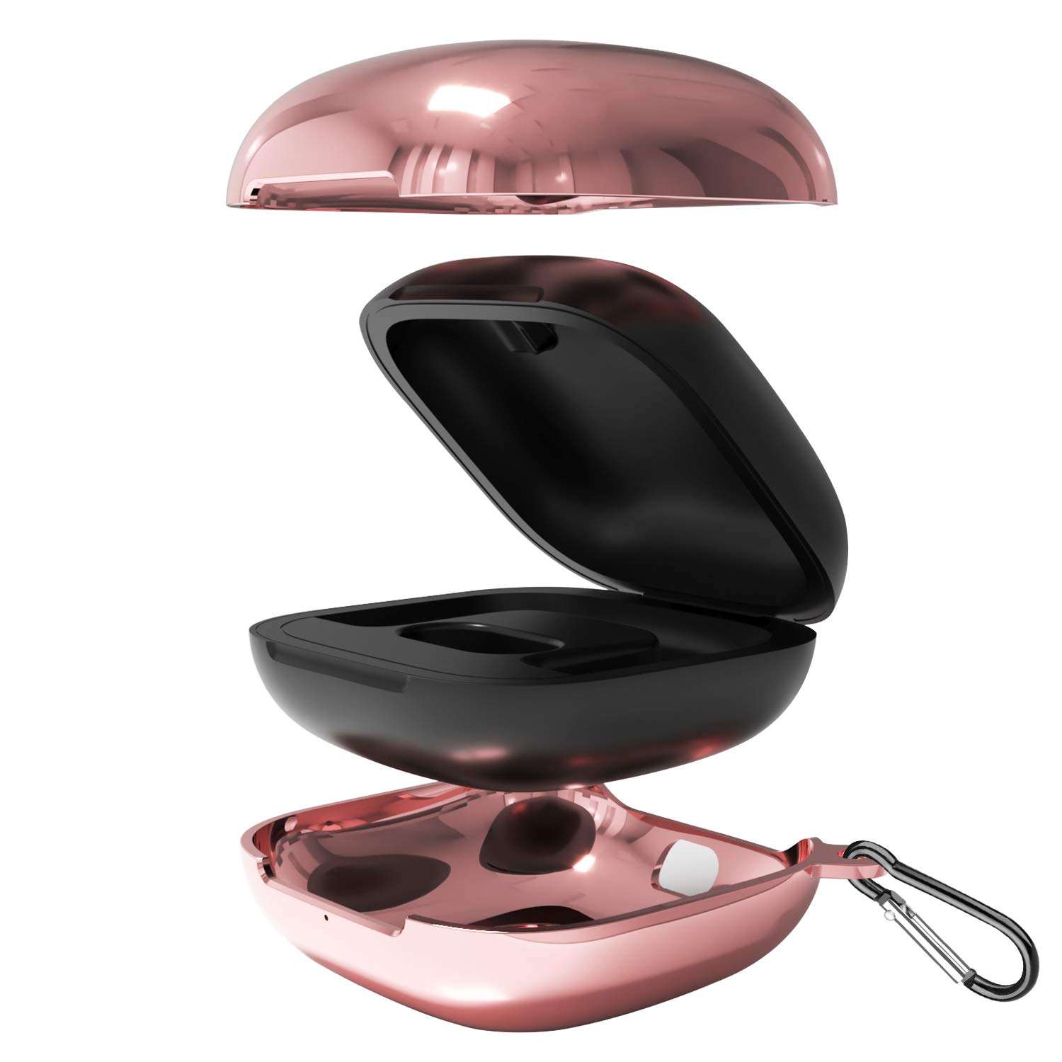 Hanlesi Case Compatible for Powerbeats Pro Case, Protective Case Compatible with Beats Powerbeats Pro Sport Headphones Carrying Case Anti-Lost Shockproof Cover with Carabiner(Rose Gold) 1