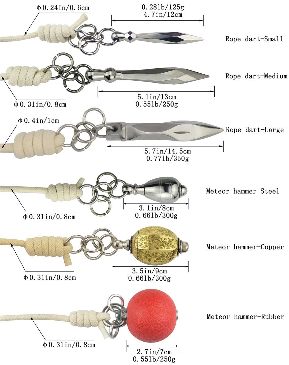 PHYSKOW Rope Dart Chinese Kungfu Traditional Martial Arts Soft Equipment (Rope Dart - Medium) 4