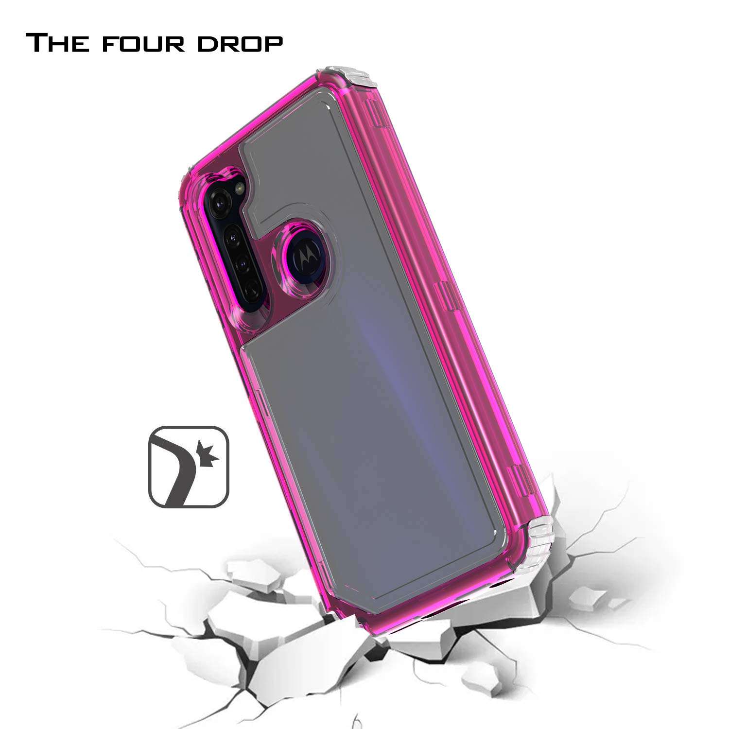 UNC Pro 3 in 1 Cell Phone Case for Motorola Moto G Stylus 2020 Released, Heavy Duty Full Edge Protection Hybrid Shockproof Bumper Case Cover for Women Girls, Clear Hot Pink 4