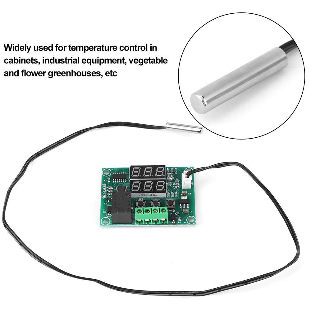 Digital Thermostat Module Micro DC 12V -50℃ to +110℃ Temperature Controller Board, Electronic Temperature Control Module Switch, 10A Relay Sensor Probe LED Display 5