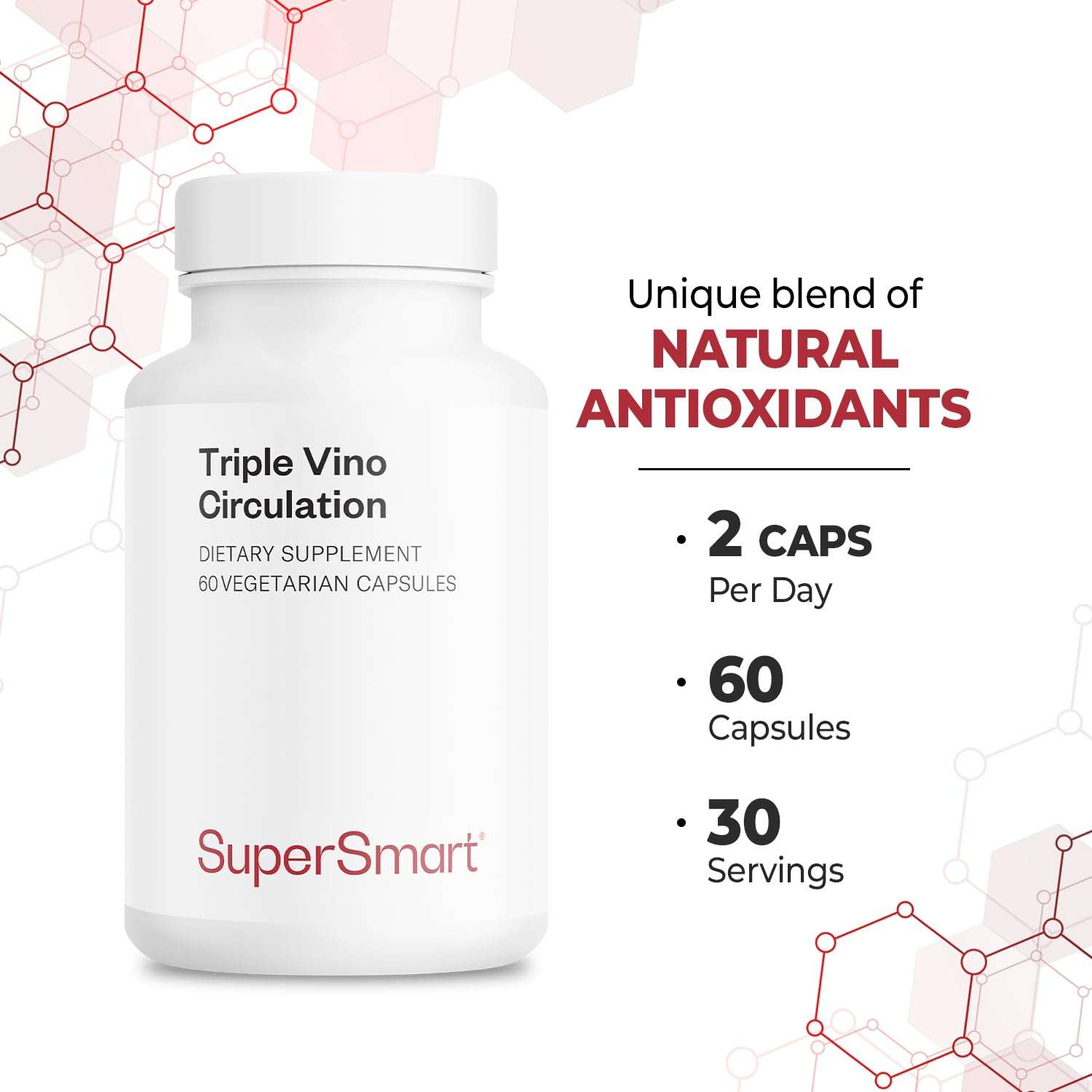 Supersmart - Triple Vino Circulation (High Potency) - 3-in-1 Formula - Red Vine Leaf Extract - with Grape Seed & Marc | Vegan & Gluten Free - 60 Veg Capsules 5