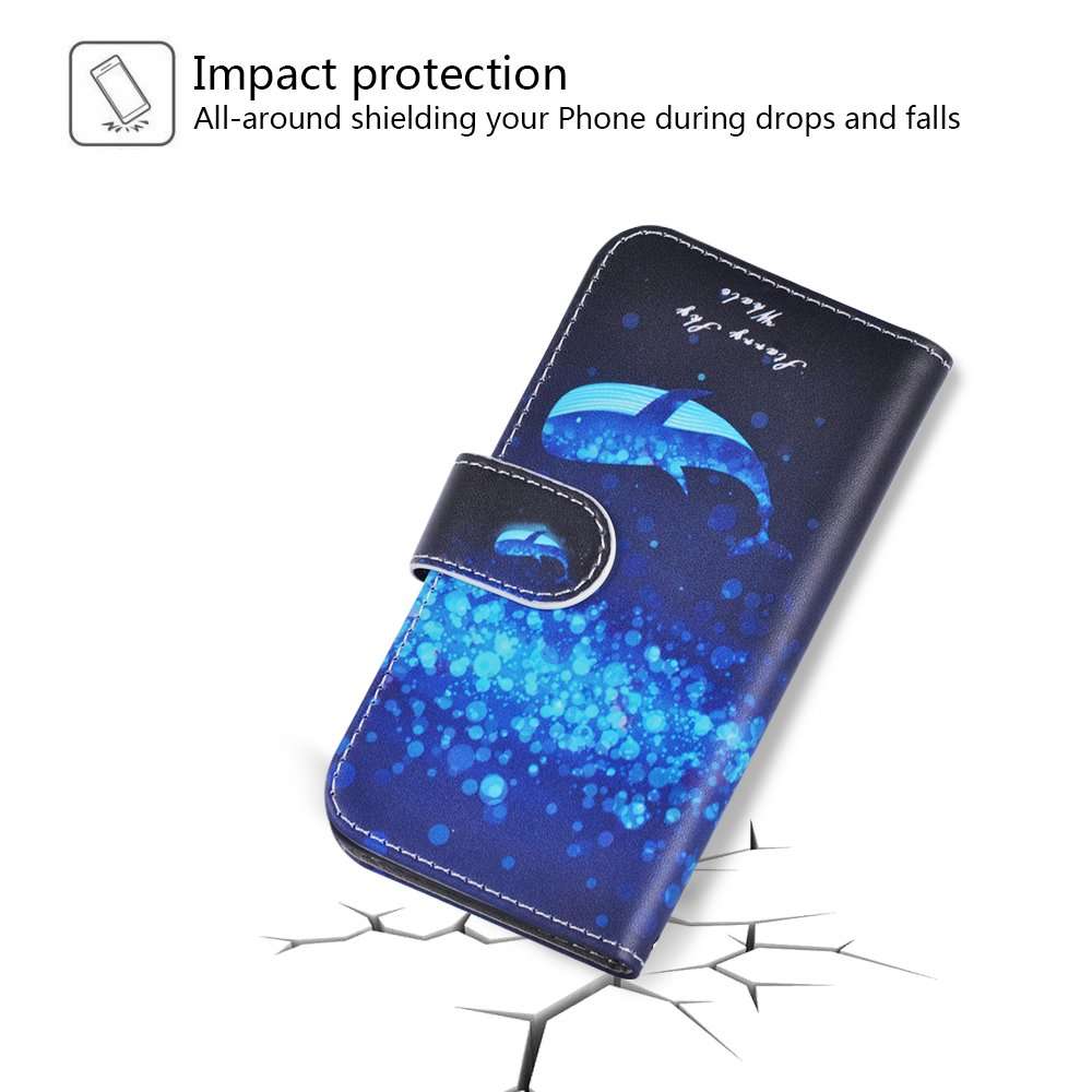 S6 Wallet Case, Galaxy S6 Case, MagicSky Premium PU Leather Flip Folio Case Cover with Wrist Strap,Card Slots, Cash Pocket, Kickstand for Samsung Galaxy S6 (Whale) 6