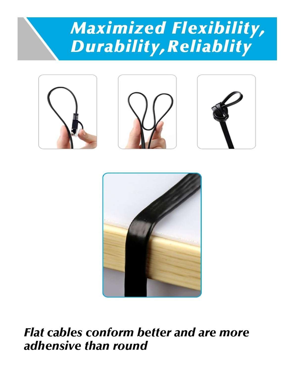 MATEIN Cat7 Ethernet Cable, 50 Ft Network Cable Compatible with Xbox PS4, High Speed Flat Internet Cord Compatible with Clips Rj45 Connector Computer LAN Wire, Ethernet Switch, Router, Coupler 4