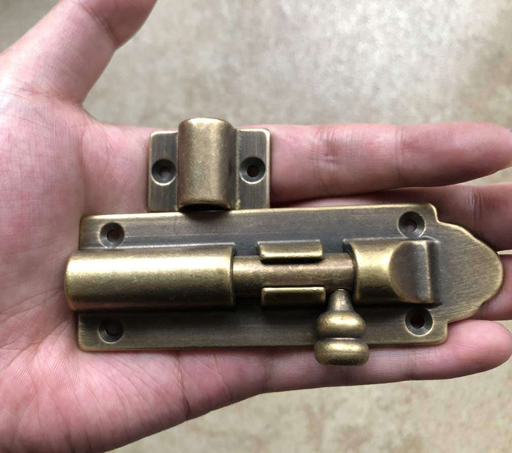 Tiazza Antique Pure Brass Bolt Buckle Thickened Copper Latch for Wooden Doors and Windows 6