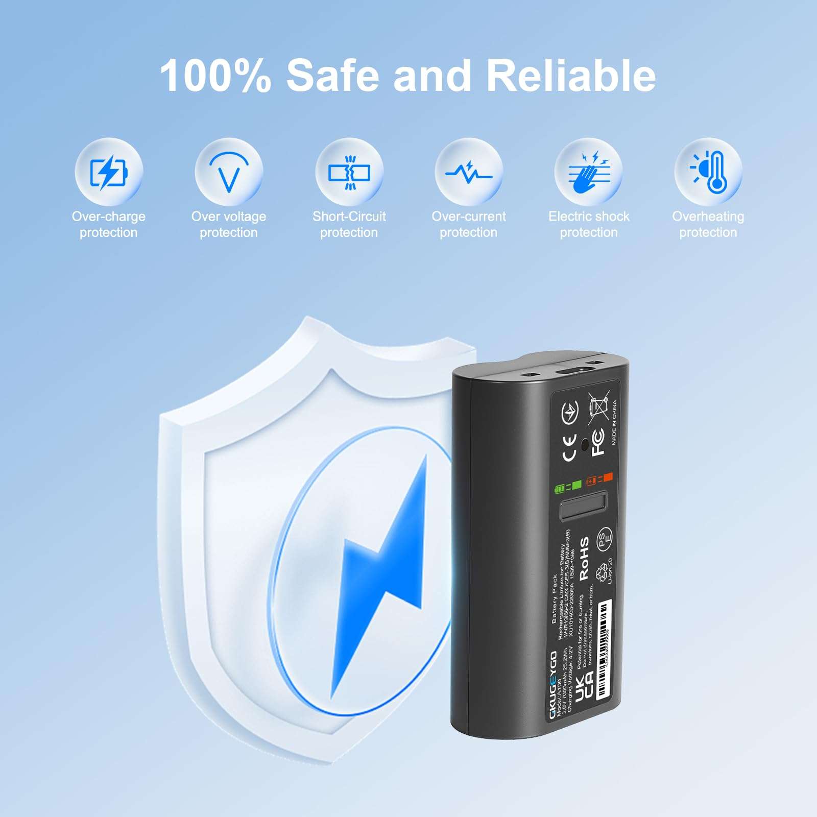 GKUGEYGO 2-Pack Rechargeable Battery for Tapo C400, C420, D230, Upgraded Replacement for TP-Link C400S2, C420S1, C420S2, D230S1, Compatible with Tapo A100 Security Camera Battery 4