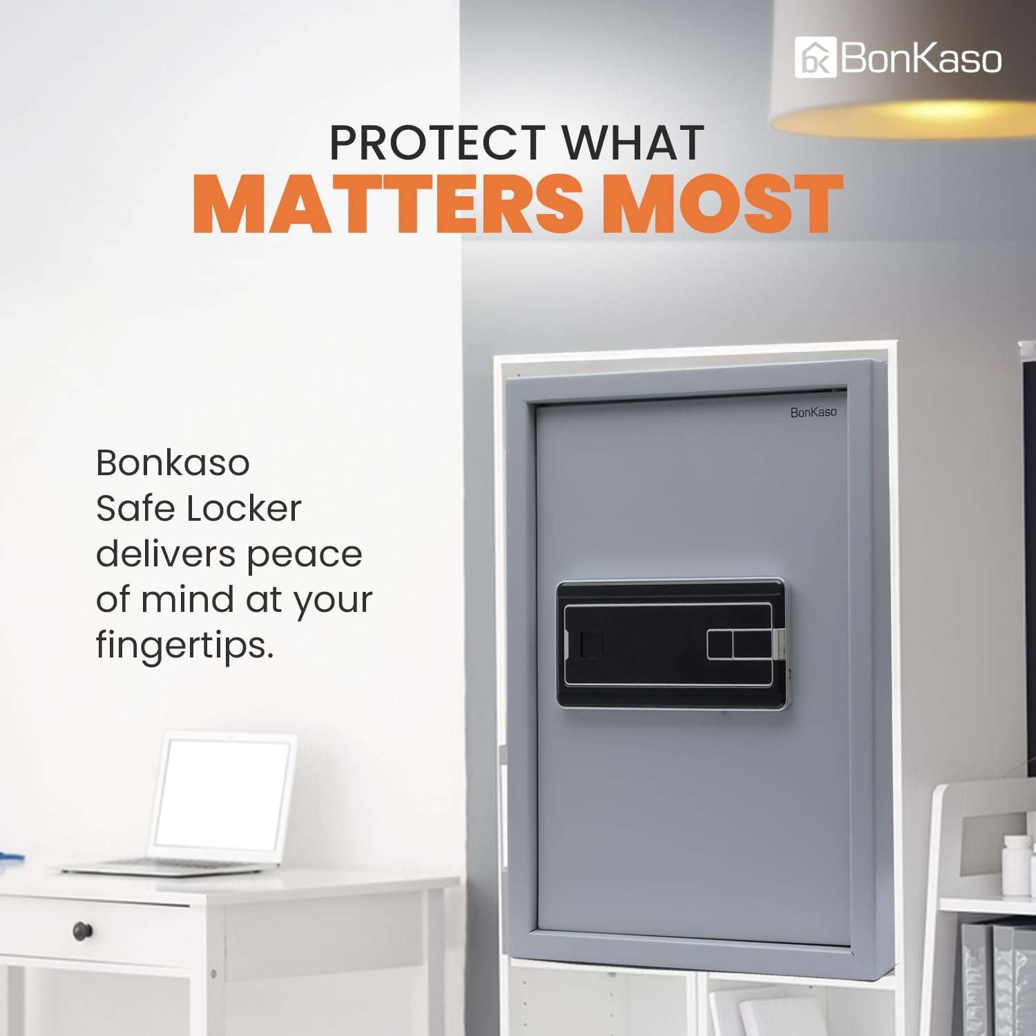 BonKaso Safe Locker For Home, 51 Litres Locker Box For Money, Jewellery, Digital Electronic Safe Locker for Home & Office With Auto lock Function, Anti Theft Alarm And LED Display, (Grey) 5