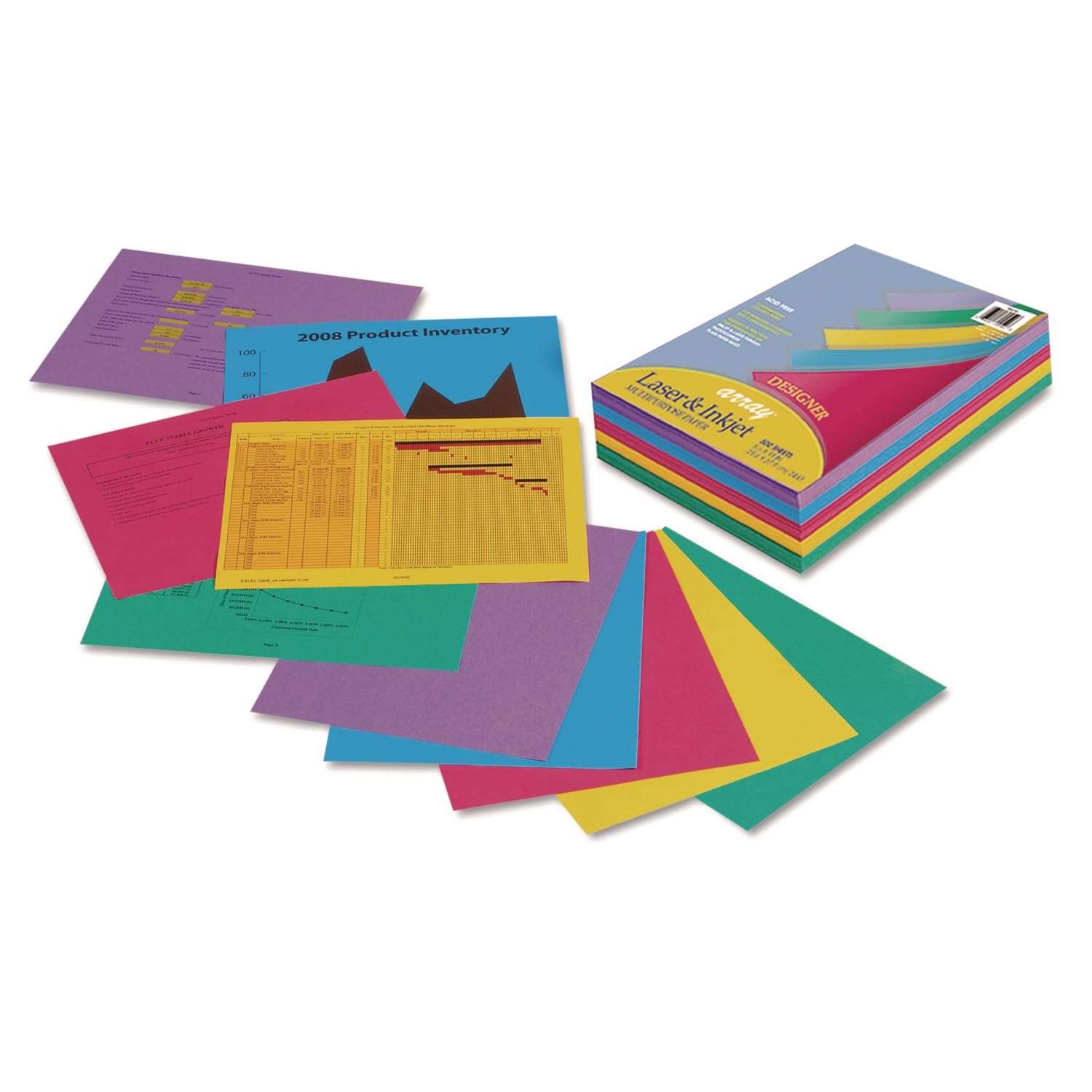 Pacon 101346 Array Colored Bond Paper, 24lb, 8-1/2 x 11, Assorted Designer Colors, 500/Ream 1