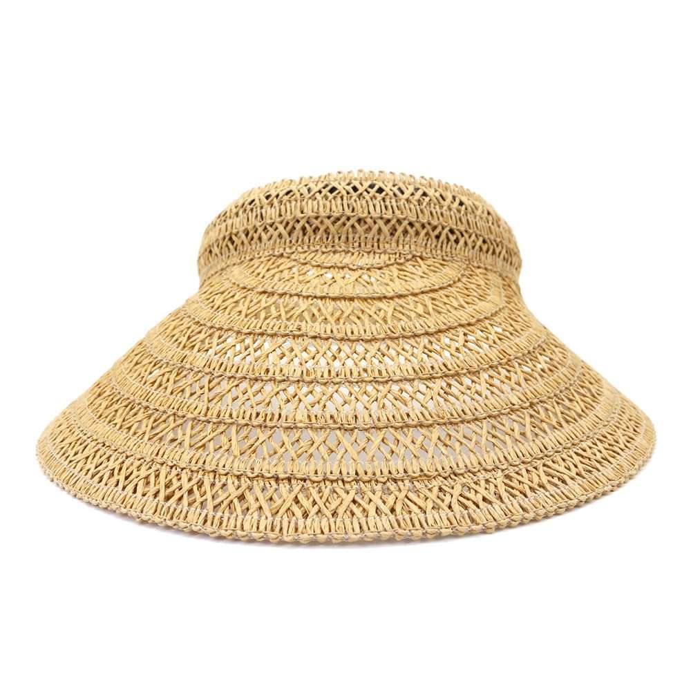 Empty Top Straw Sun Hat for Womens Summer Visor for Women Wide Brim Beach Sun Hat and Caps Black 4