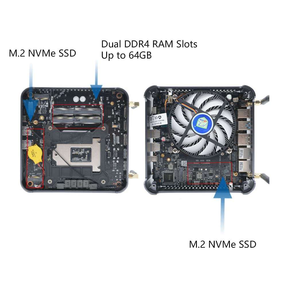 i9 9th Gen. Mini PC Computer Business, 8 Cores Up to 5.00GHz CPU, 32GB DDR4 RAM, 1TB SSD, 2xLAN 1xHD 1xDP 1xType-C 4xUSB3.0, Fan 6
