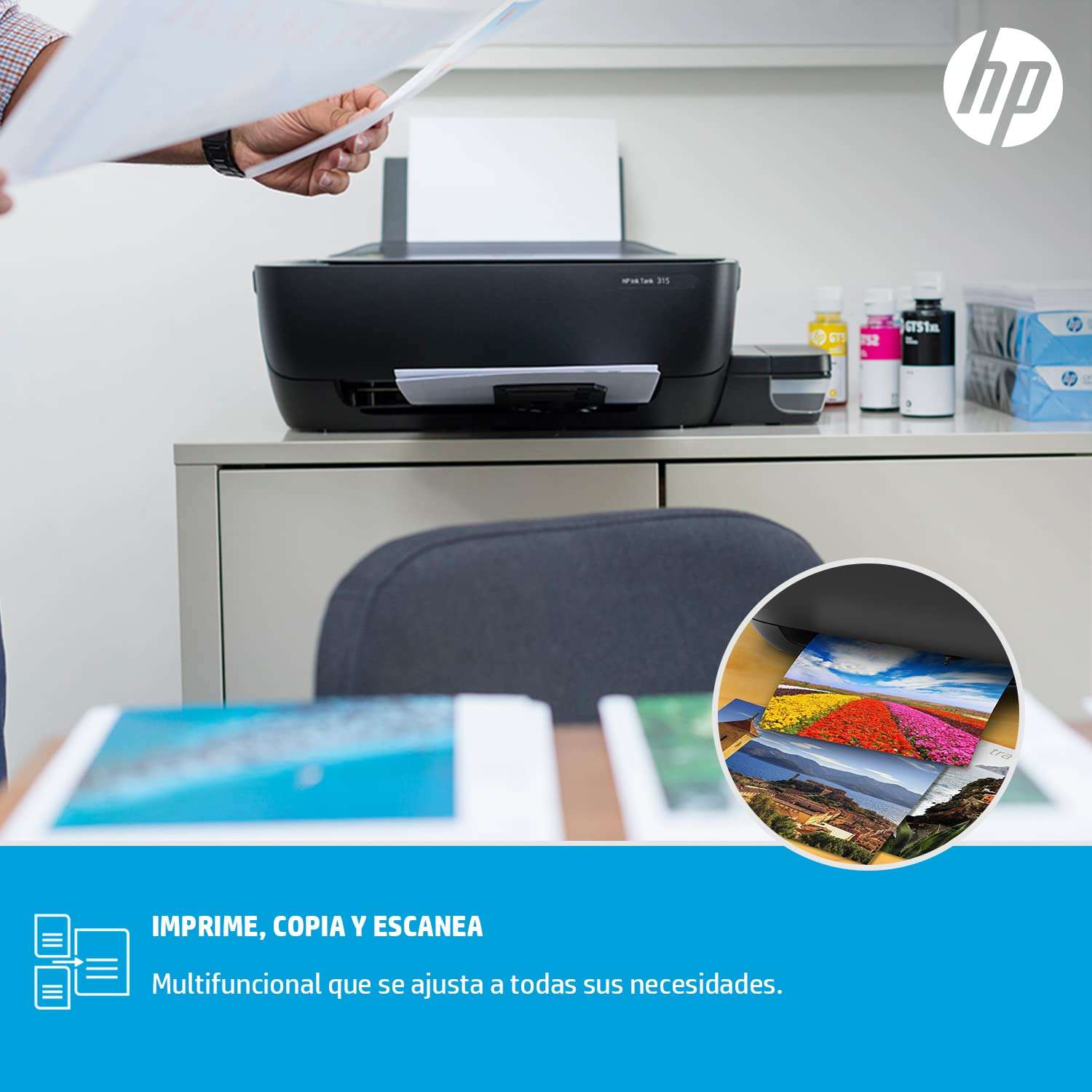 HP Ink Tank 315 Printer, All-in-One, Print, Copy, Scan, Hi-Speed USB 2.0, Up to 8/5 ppm (Black/Color), 60-Sheet Input Tray, 25-Sheet Output Tray, 1000-page Duty Cycle, Color, Z4B04A 5
