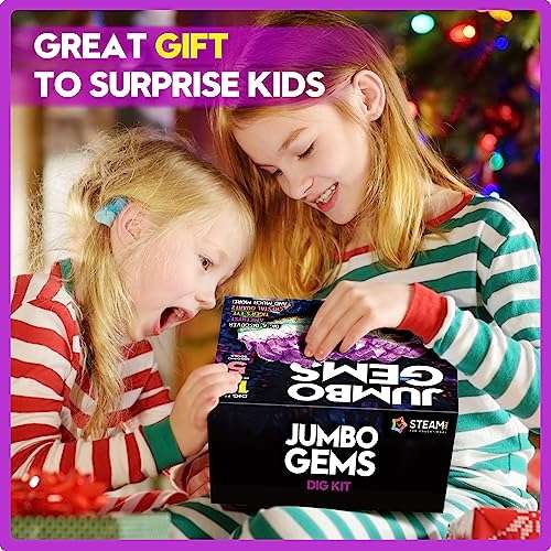 XXTOYS Gemstone Dig Kit - Dig Up 18 Real Gemstones and Crystals - Science Kits for Kids, STEM Toys for Age 6-8, Great Educational Geology Gifts for Boys & Girls Ages 5-7 2