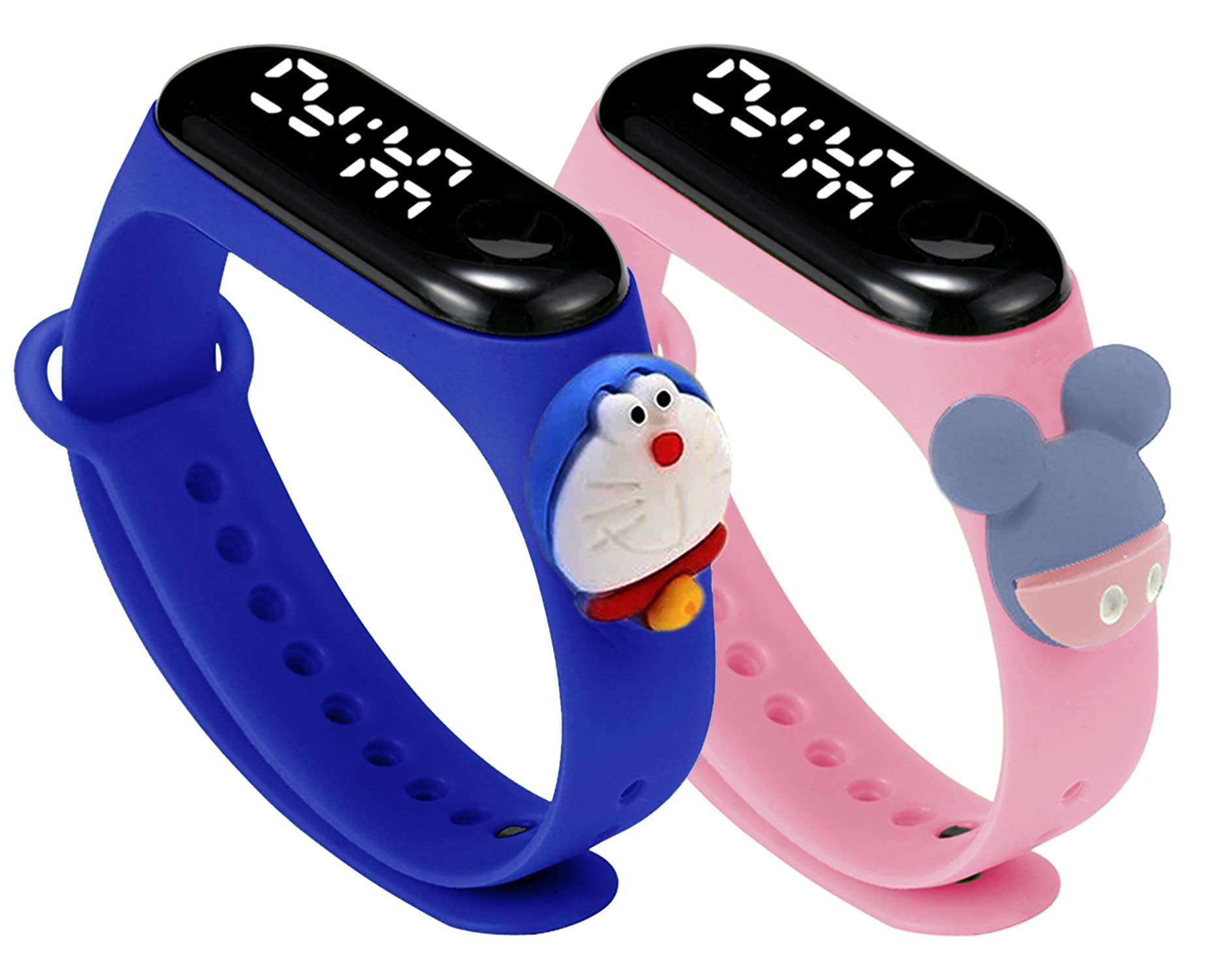 Time Up Digital Dial LED Combo of 2 Cartoon Character Waterproof LED Kids Watches for Boys & Girls-M5KIDZ-NV (Navy-Baby Pink) 1