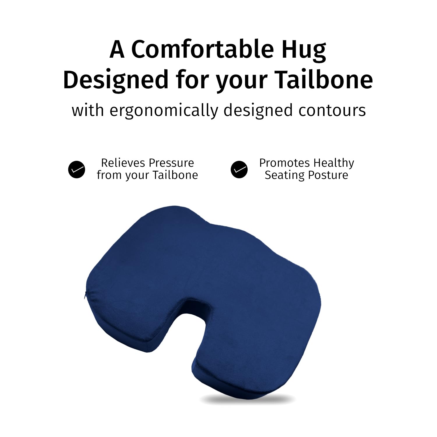 Sassoon Chair Cushion for Tailbone, Sciatica, Lower Back Pain Relief (Pack of 1) - Blue 6