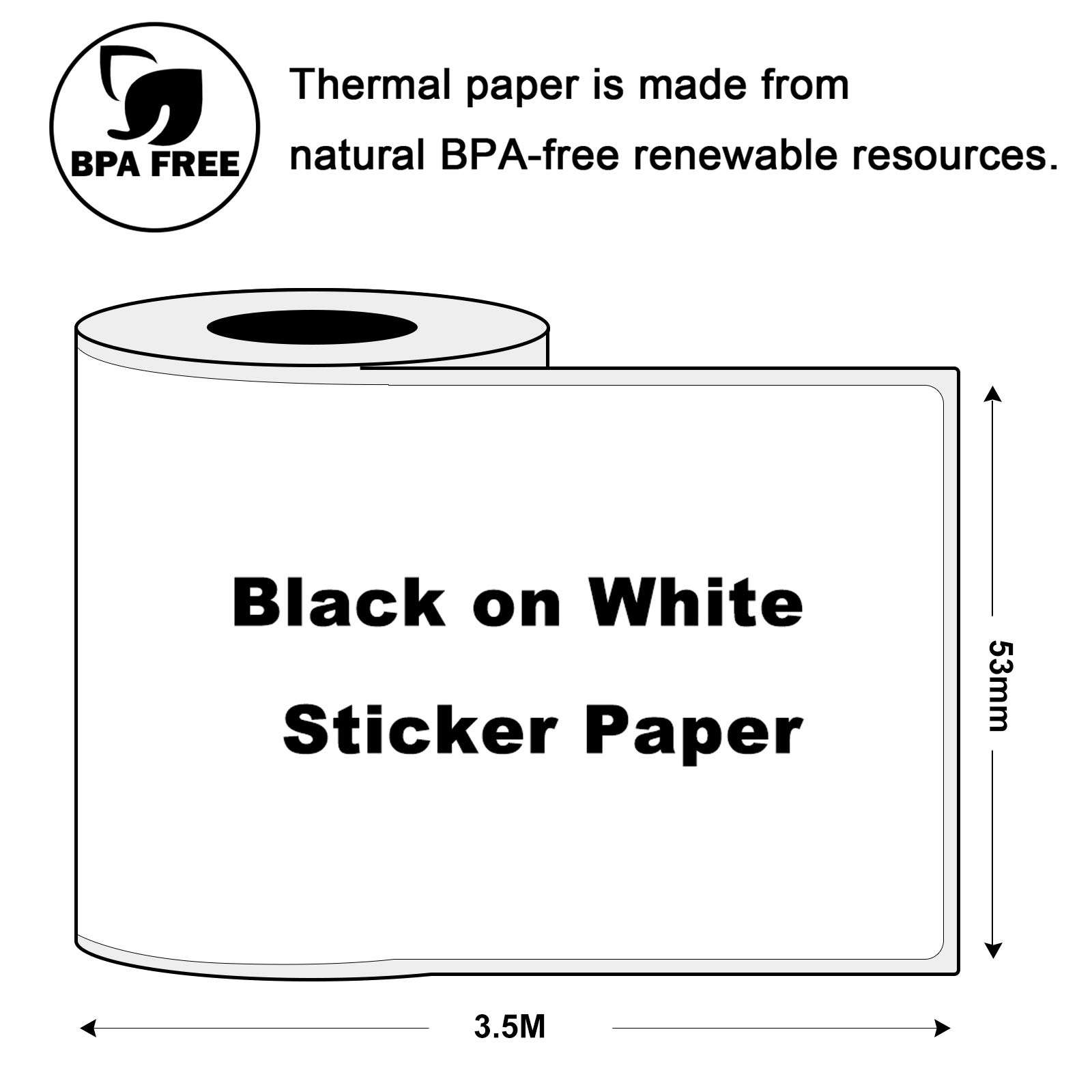 Phomemo Clear Paper for M02 M02 Pro M02S M03, Transparent, Original, Adhesive, Thermal Printer Paper, Glossy Sticker Paper, for Pocket Printer, 53mm x 3.5m, Diameter 30mm, 3-Rolls 2