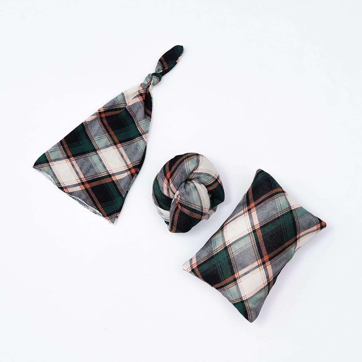 Zeroest Newborn Photo Prop Plaid Outfit Baby Boy Girl Photography Pants Hat Newborn Photoshoot Posing Layer Props Christmas (Green-02) 4