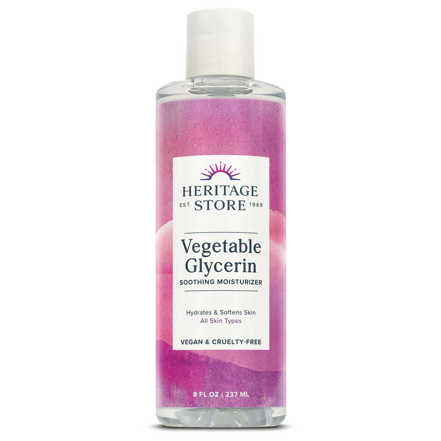 Heritage Store Vegetable Glycerin Soothing Moisturizer, Oil Free Hydration for Skin Care, Hair Care, Face & Body, DIY Beauty Products & More, Soothes & Softens, Made Without Parabens, Vegan, 8oz 1