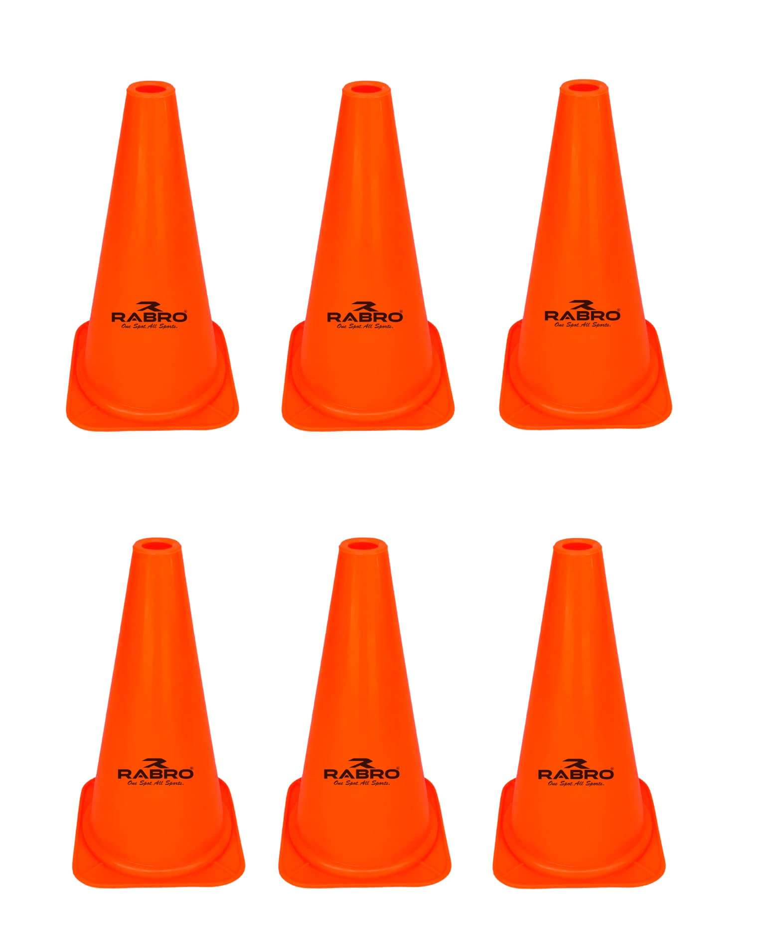 RABRO Cone Marker Set with Cones Marker Pack of 6 Pieces, 10 Pieces Space Marker, 4 Meter Ladder & 6 Inch Hurdles 6 Pieces (Set with 9 Inch Red Cones) 3