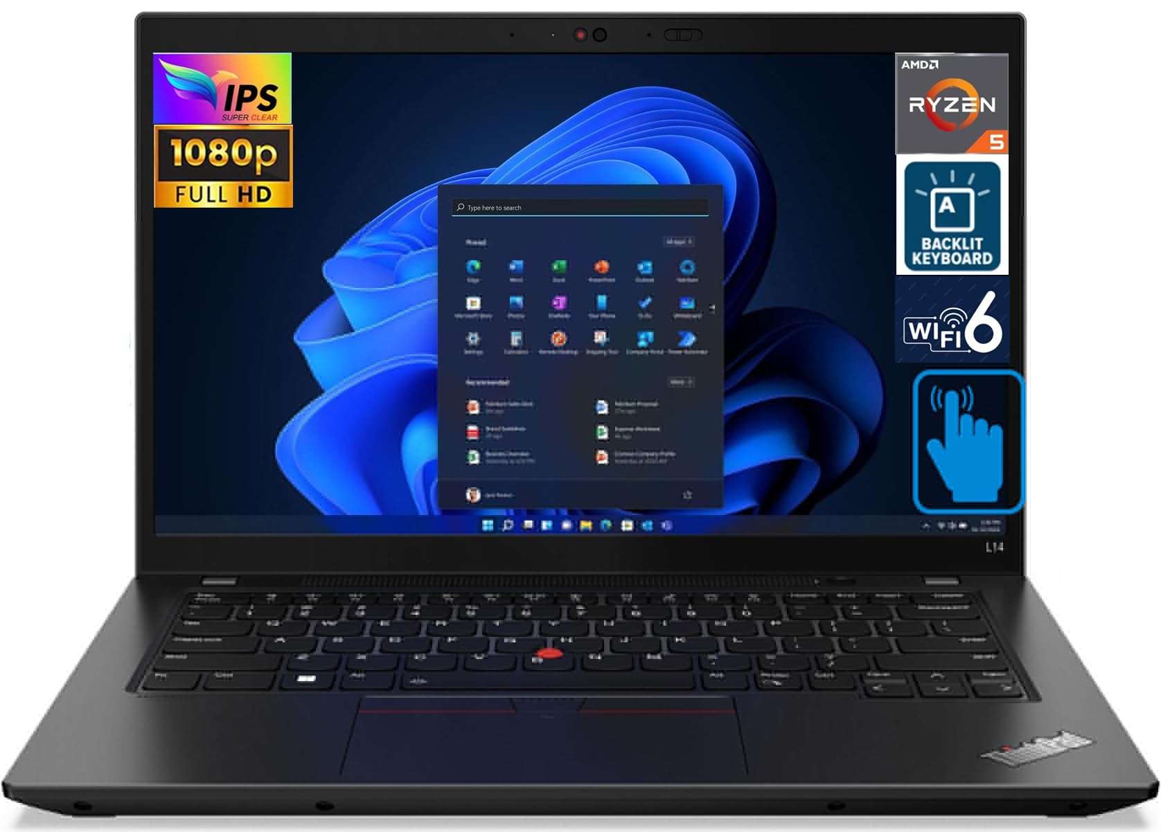 Lenovo ThinkPad L14 Gen 3 Touchscreen 14.0" FHD IPS Business Laptop (AMD Ryzen 5 PRO 5675U (Beats i7-1165G7), 16GB RAM, 512GB PCIe SSD, Backlit KYB, Wi-Fi 6E, Win 10 Pro) w/DKZ Hub USB Port Expander 2