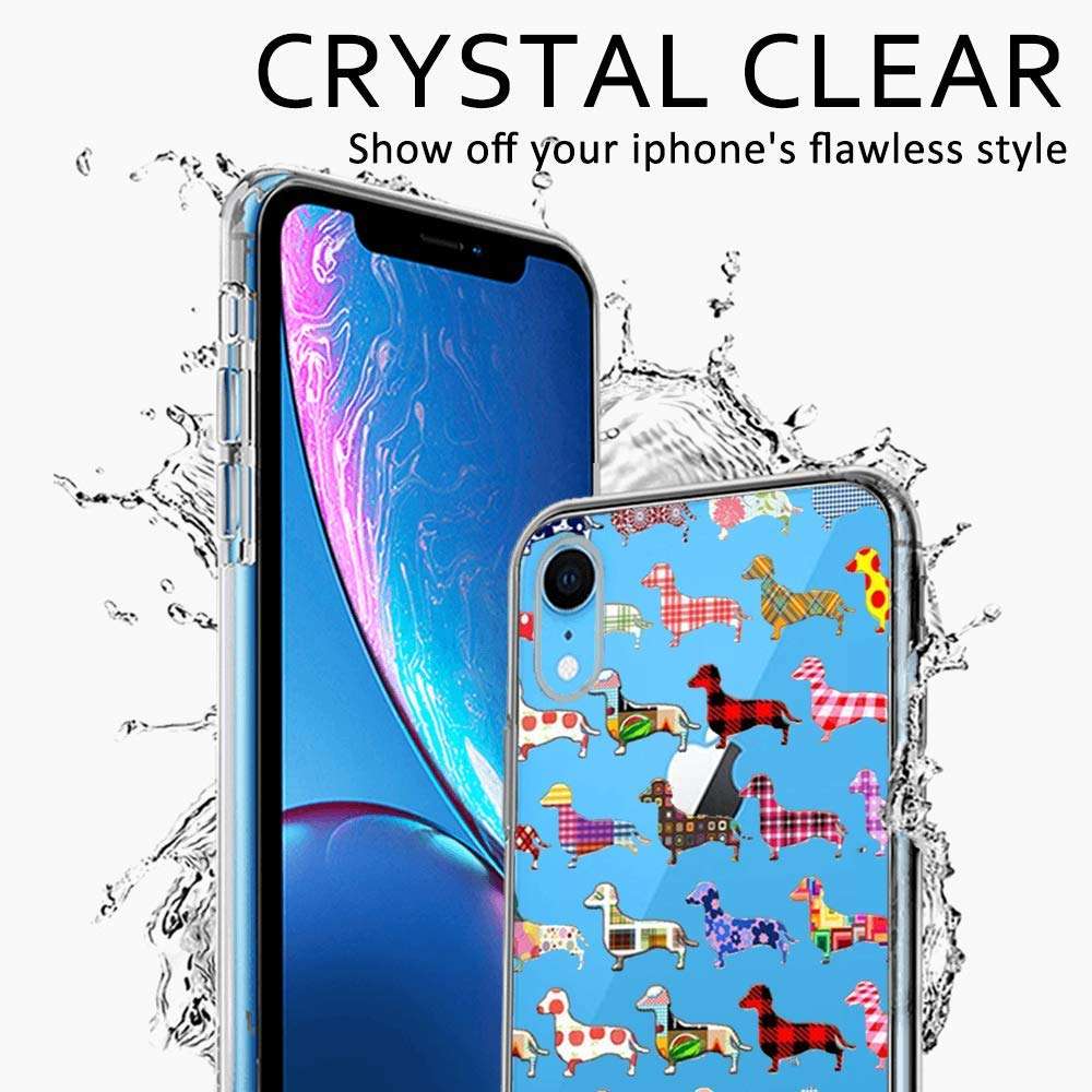 iPhone XR Clear Case, Colorful Dachshund Soft Crystal Ultra-Thin Shock Absorption Protective Case for iPhone XR (Colorful Dachshund) 4
