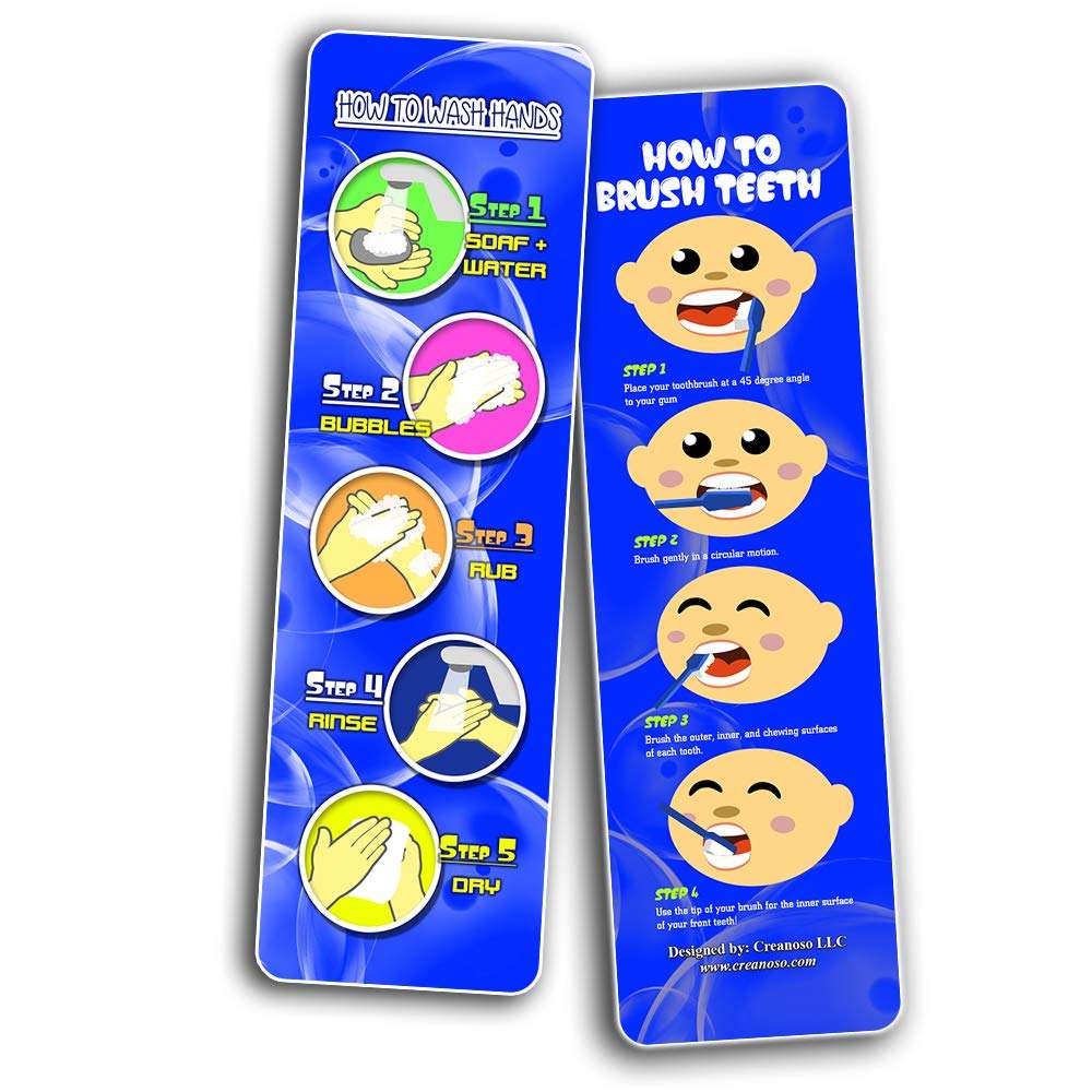 Creanoso Hygiene for Kids Bookmarks (12-Pack) - Stocking Stuffers Premium Quality Gift Ideas for Children, Teens, Adults - Corporate Giveaways & Party Favors 4