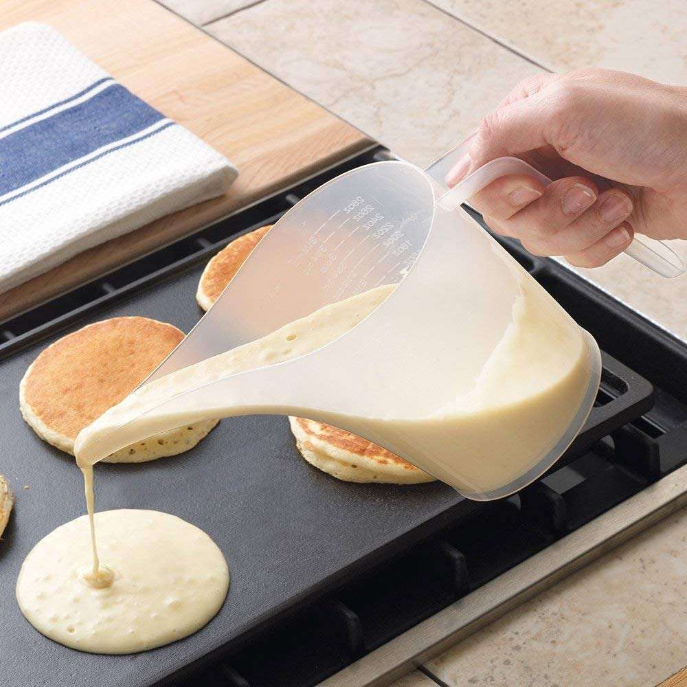 Vedini Pouring Measuring Jug, Long Spout Funnel Pitcher Multi Purpose, Cake, Soap Making Jug (max 900ml 1000ml Capacity) Microwave Safe (Plastic) 6