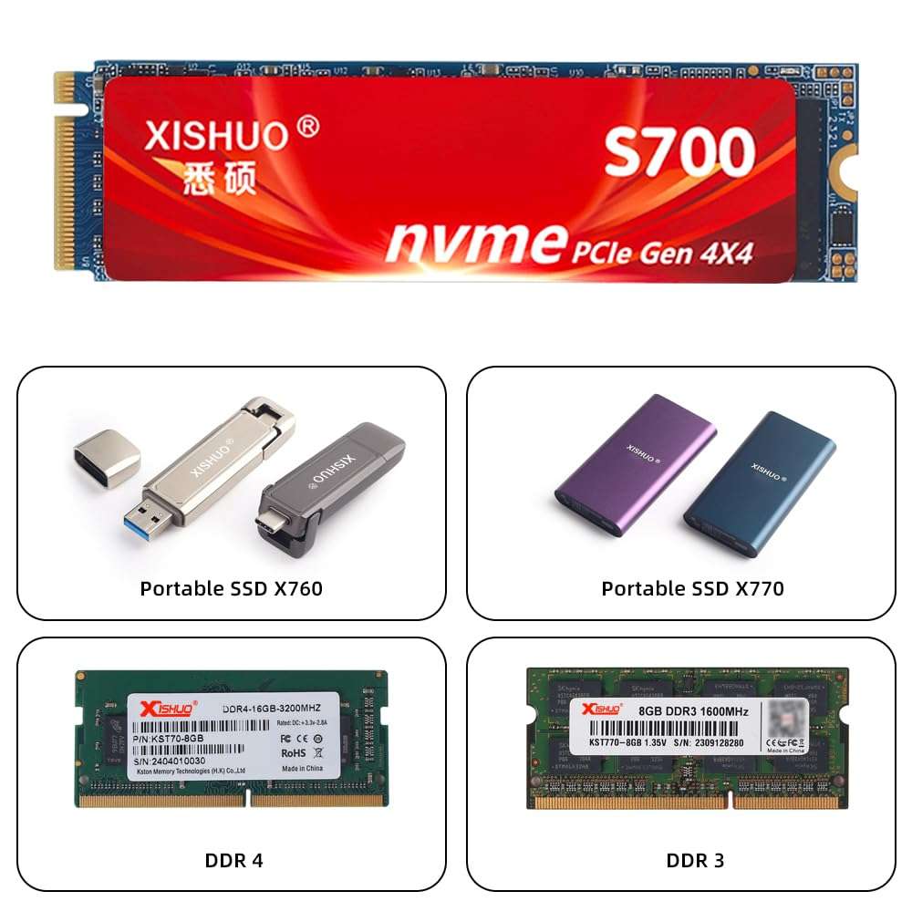 XISHUO NVMe SSD Internal Solid State Drive 3