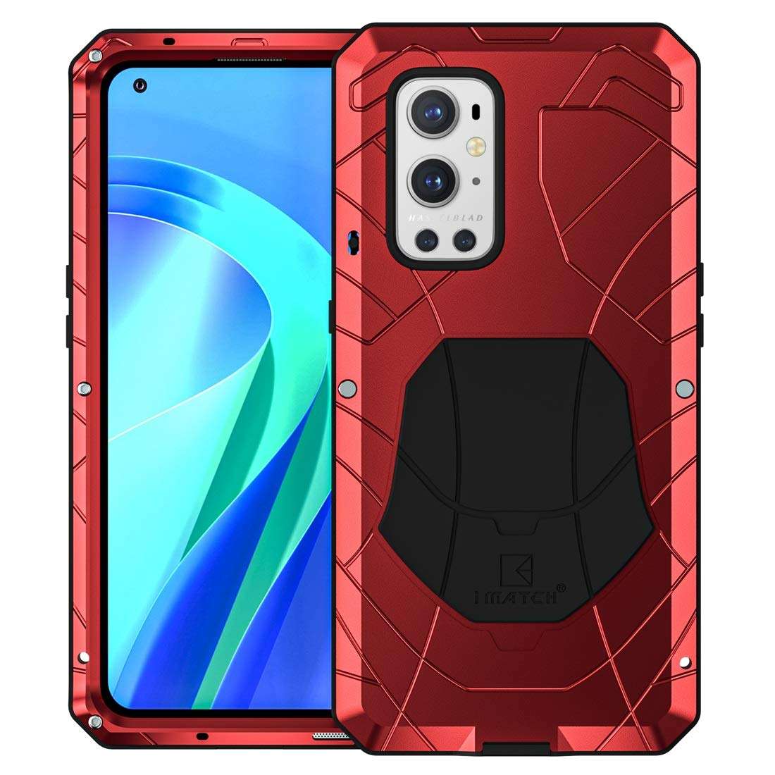 Foluu for Oneplus 9 Pro Case, for OnePlus 9 Pro 5G Case Heavy Duty, Aluminum Metal Shockproof Bumper Frame Case Soft Rubber Silicone Military Heavy Duty Hard Case for Oneplus 9 Pro 5G 2021 (Red) 1