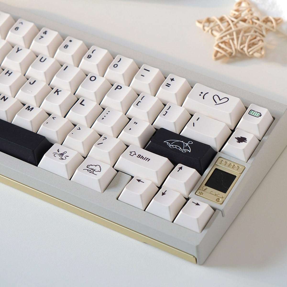 PBT Black White Retro Keycaps, Cherry Profile Keycaps, Custom Keyboard Keycaps Set,152 Keys Suitable for Cherry Mx Switch Keyboard 3