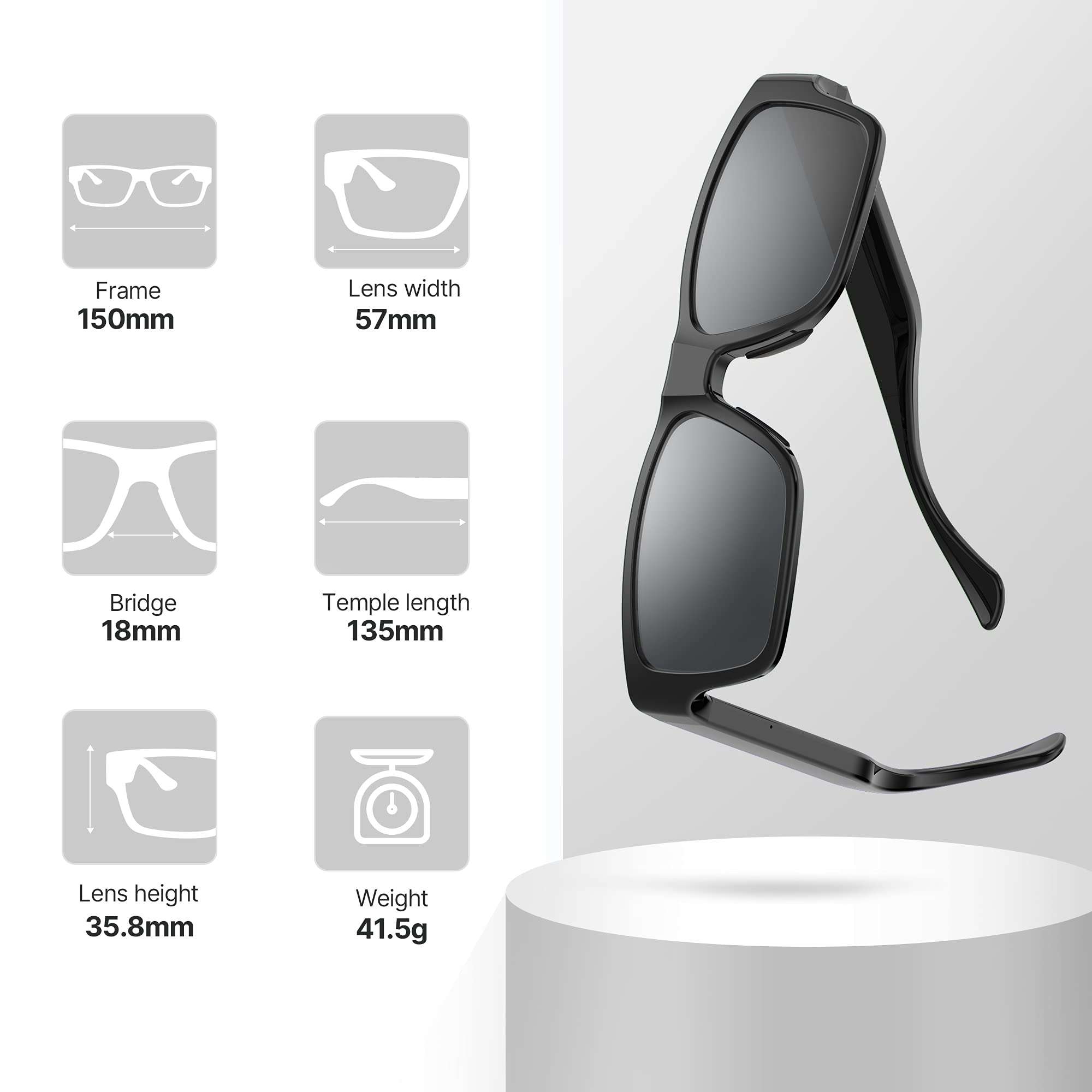 ViView G2S Remote Control Video Glasses,Smart Camera Sunglasses with Audio and Video Recording FHD 1080P for Motorcycle Riding Mountaineering Camping Hiking and Driving (G2S-32G) 6