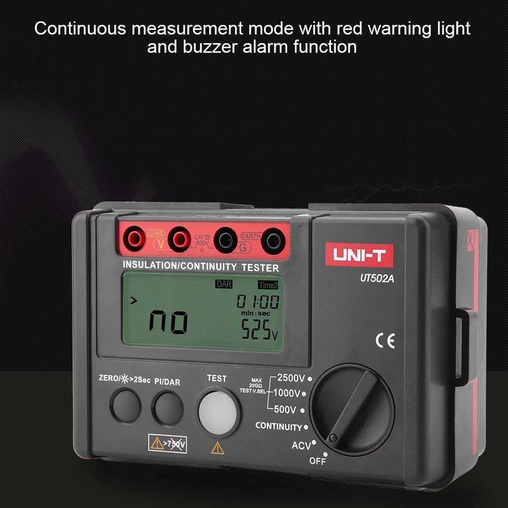 UNI-T UT502A Insulation Resistance Tester Megohmmeter Voltage Multimeter DC 500V 1000V 2500V AC 30 ith Grey 3