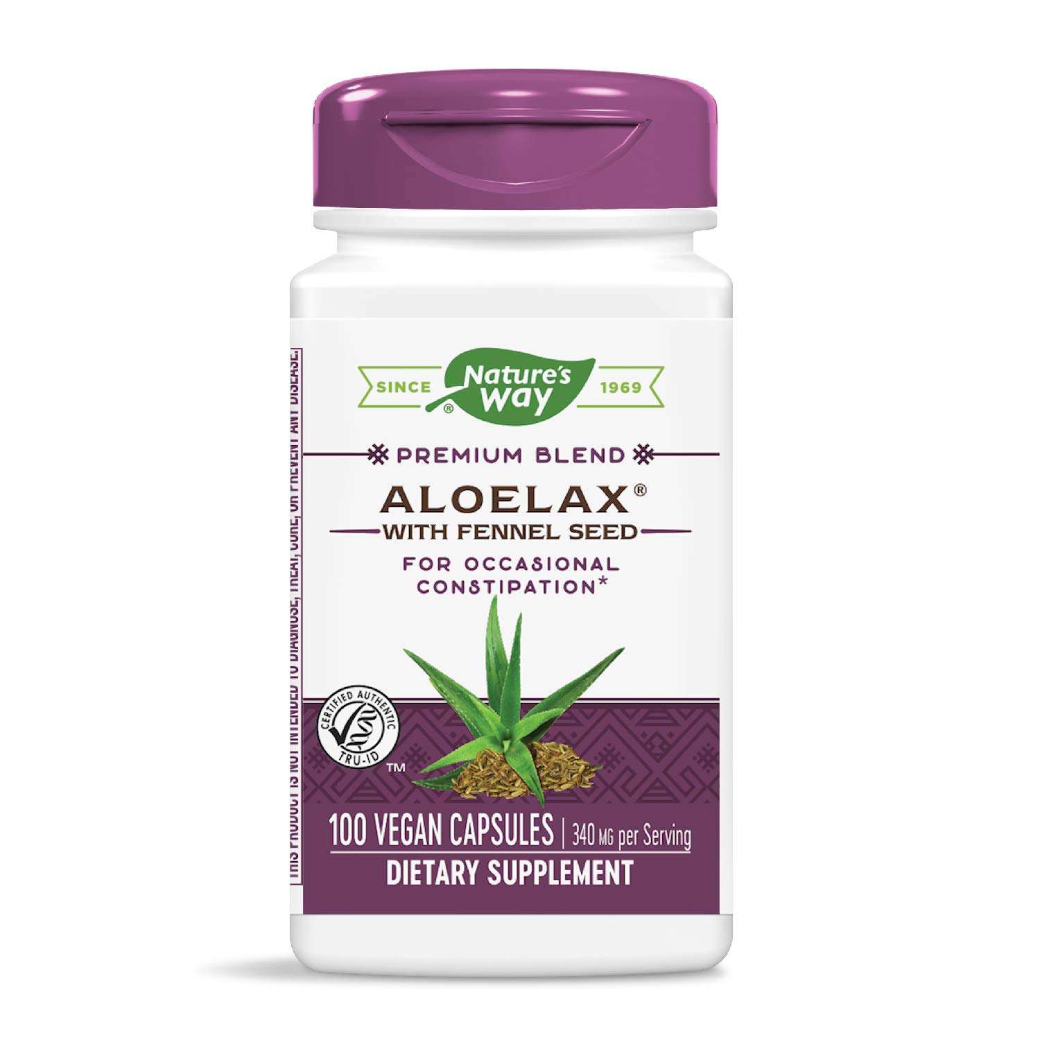 Nature's Way Aloelax, Premium Blend, with Fennel Seed, Relieves Occasional Constipation*, 340 mg, Gluten Free, Vegan, 100 Capsules 5