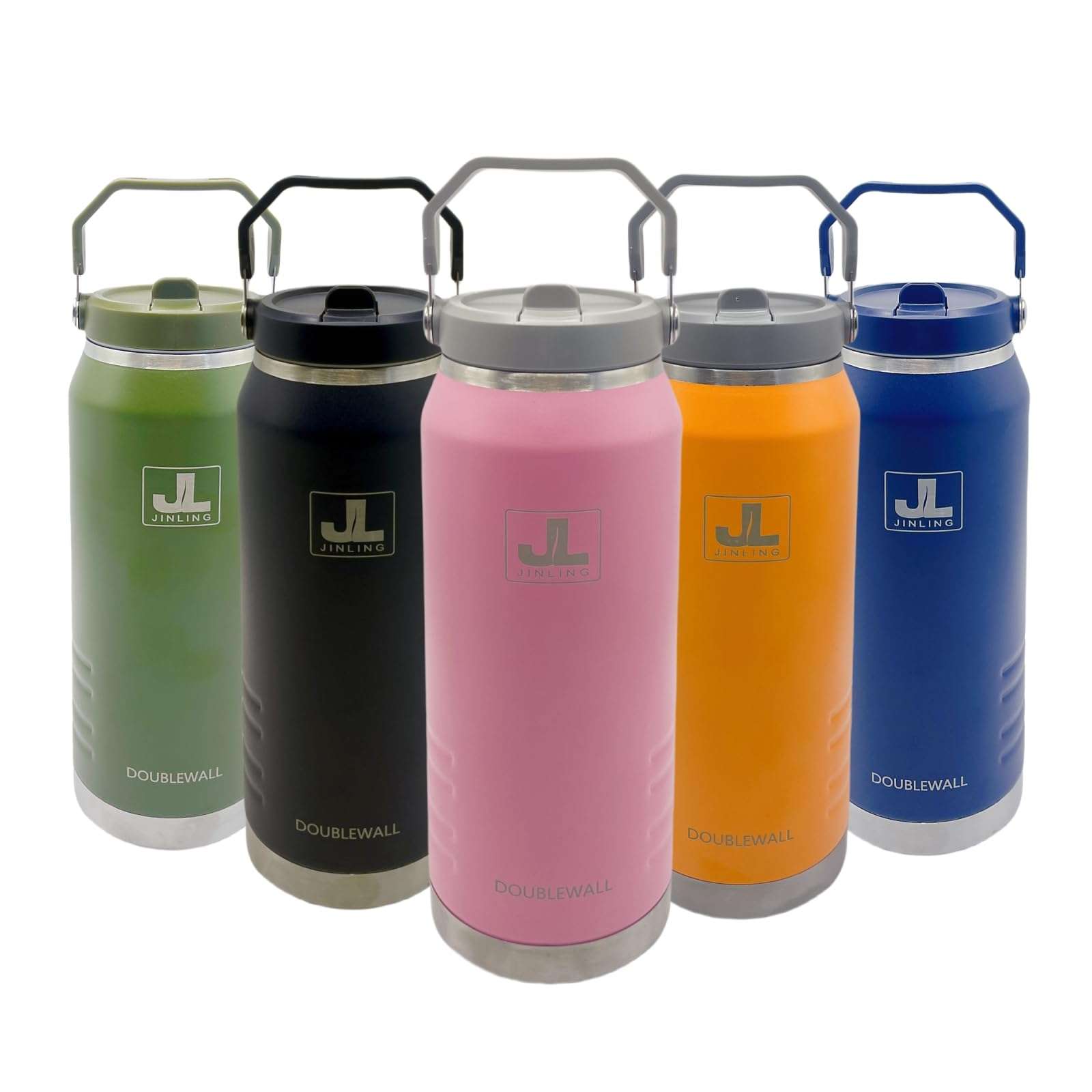 JINLING 56oz Insulated Water Bottle with Straw,Stainless Steel Flask for Sports and Travel,BPA-Free,Leak Proof Locking Lid,Double Wall,Wide Mouth (pink) 1