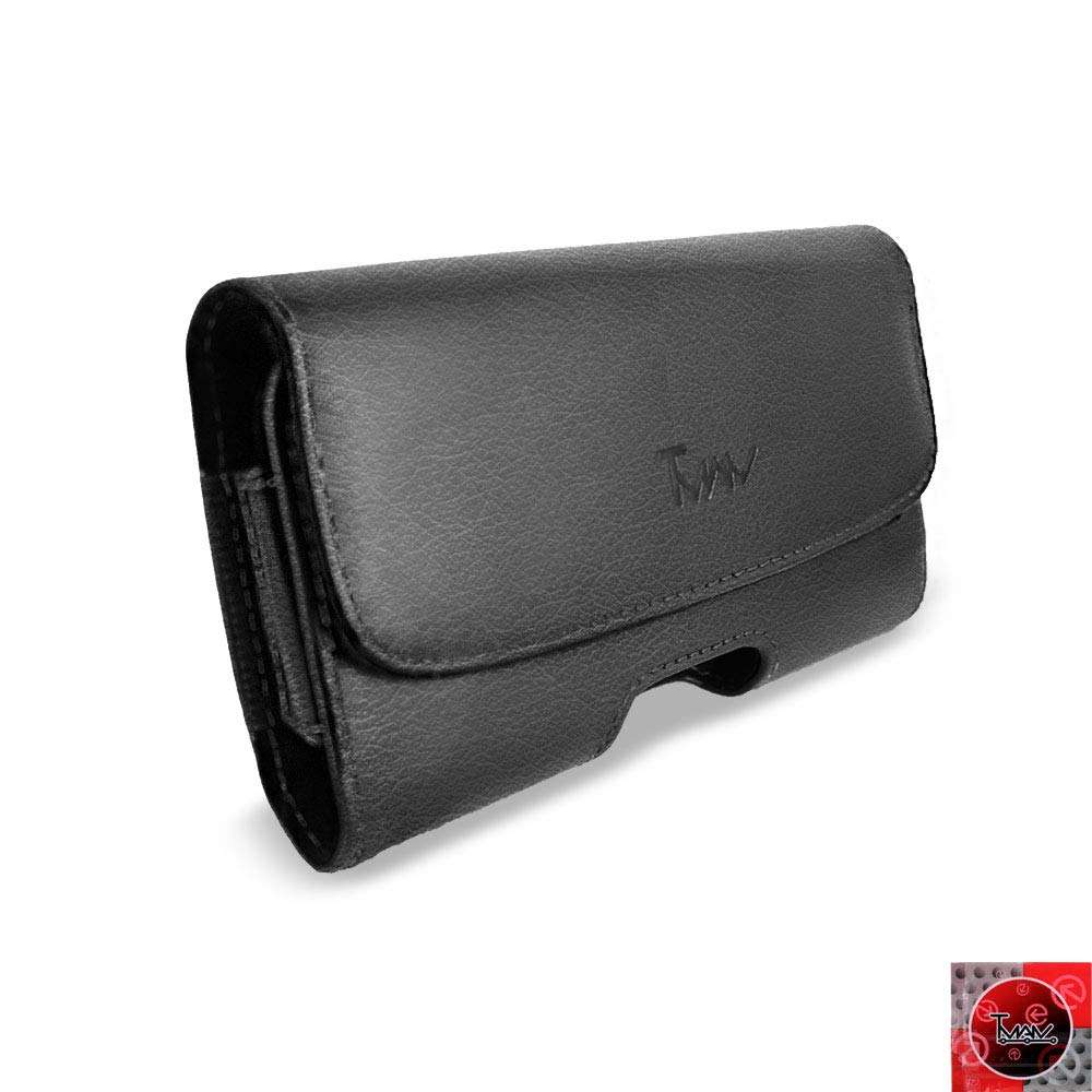 for Boost Mobile LG K51 Leather Case, by TMAN® Leather Holster Pouch Case with Magnetic Closure [Belt Clip] [Belt Loops] for LG K51 (XL Size Fit) 4