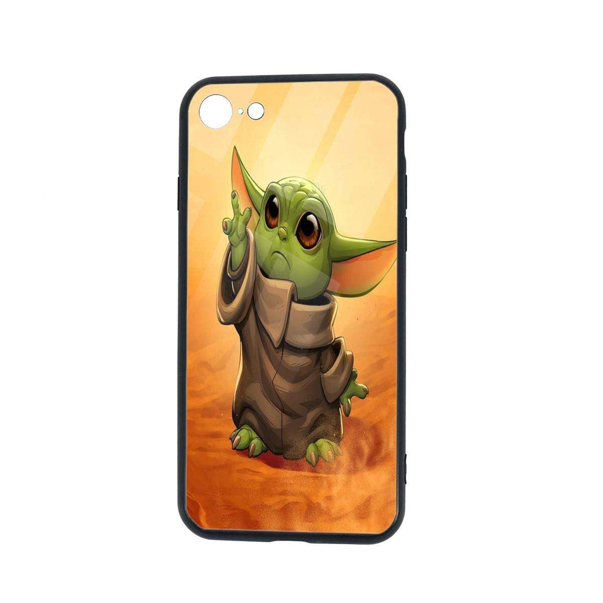 Bilcesa Yo-Da Funny Baby Protection iPhone 7 Case iPhone 8 Case, Soft TPU and Tempered Glass Double Layer Mobile Phone Case Cover for 4.7 in 1