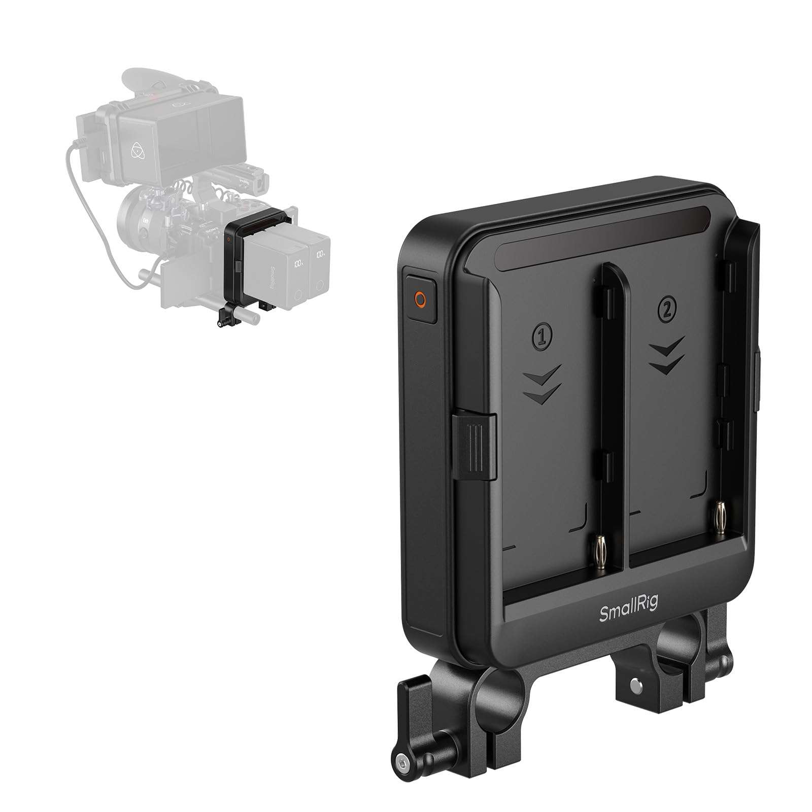 SmallRig Dual NP-F Battery Plate Kit for 15mm LWS Rods, Power Supply for D-Tap, DC, USB-C Ports, Adapter Mount Plate for NP-F550 / 570/750 / 770/950 / 970 Batteries, Supports UPS - 5537 1