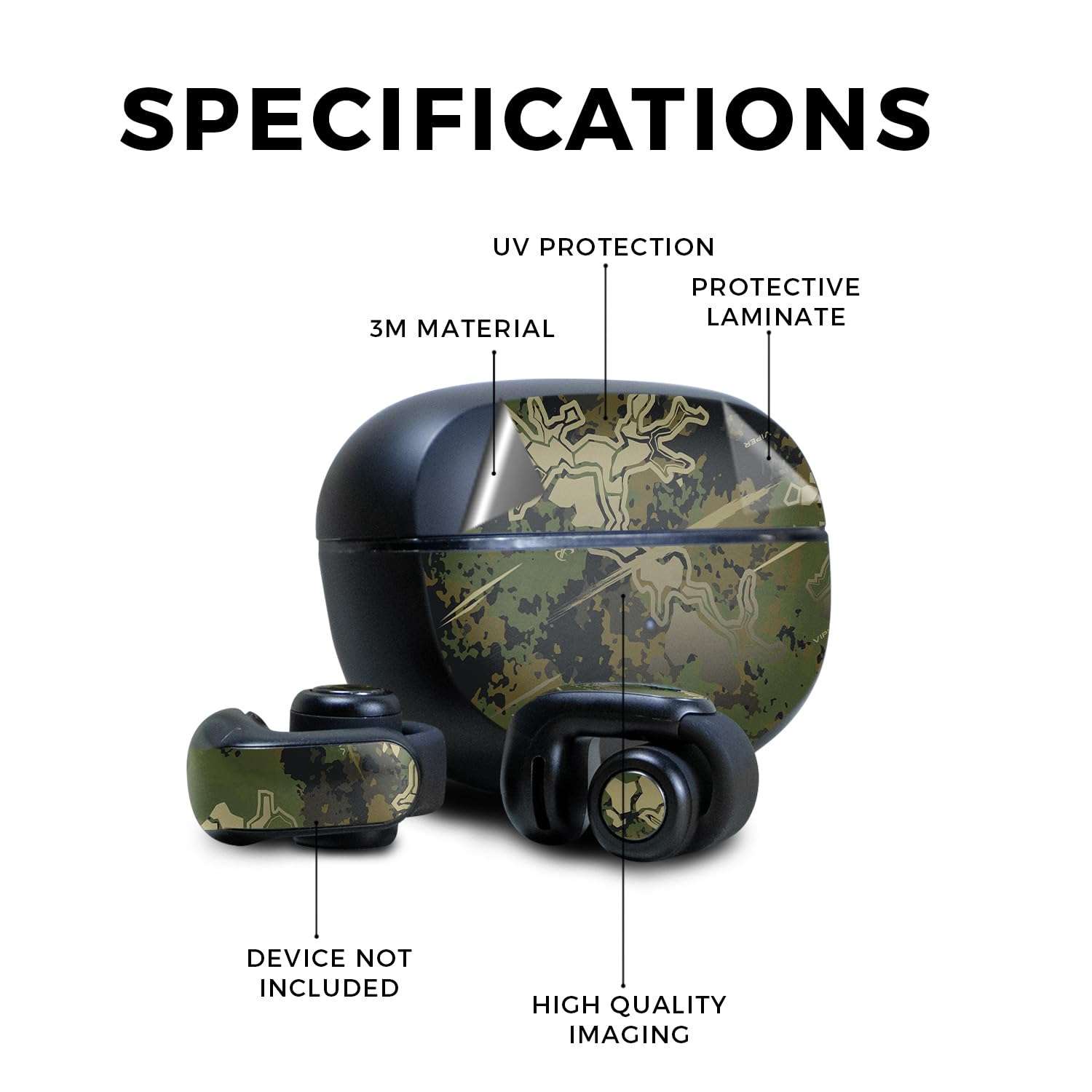 Skin Compatible with Bose Ultra Open Earbuds - Viper Woodland - Premium 3M Vinyl Protective Wrap Decal Cover - Easy to Apply | Crafted in The USA by MightySkins 3