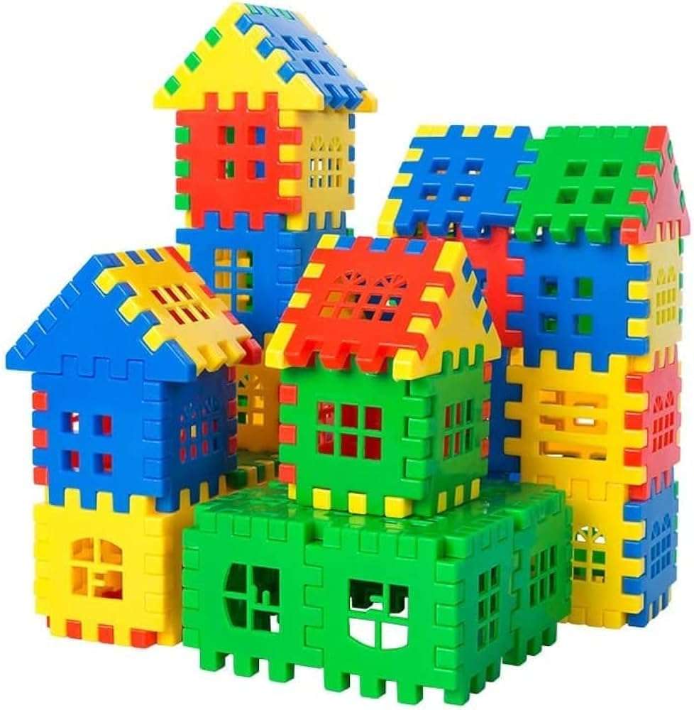Faibhi House Building Block Set with Storage Pouch |Constructive, Creative & Educational Activity Kit | Puzzle Assembly Shape Toy Set for Kids (House Block with Zipper Pouch_75 pcs) 3