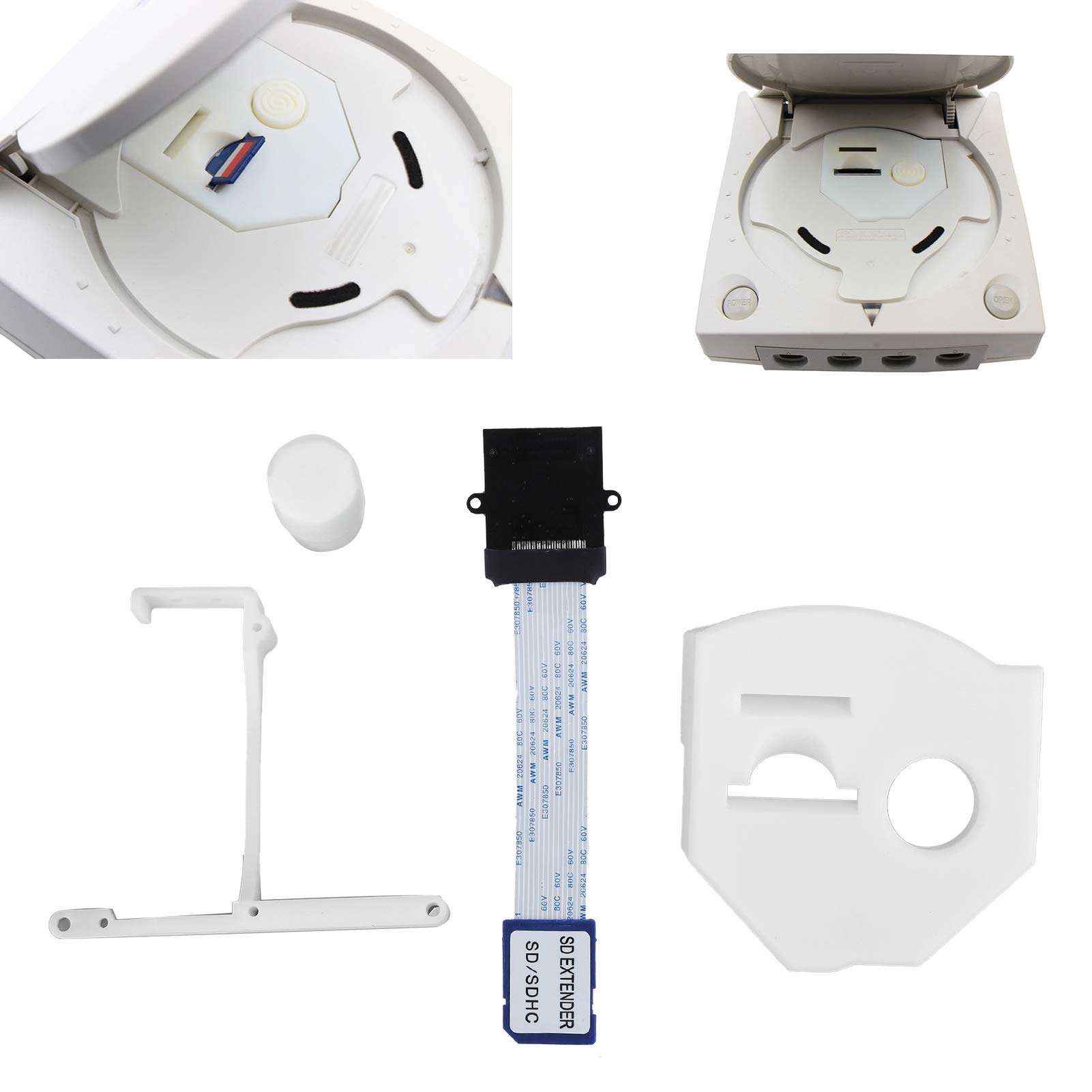 Weojeviy Memory Card Install Three Dimensional Print Extender Adapter, Replacement Optical Drive Case Quick Switch Game Button Install 4