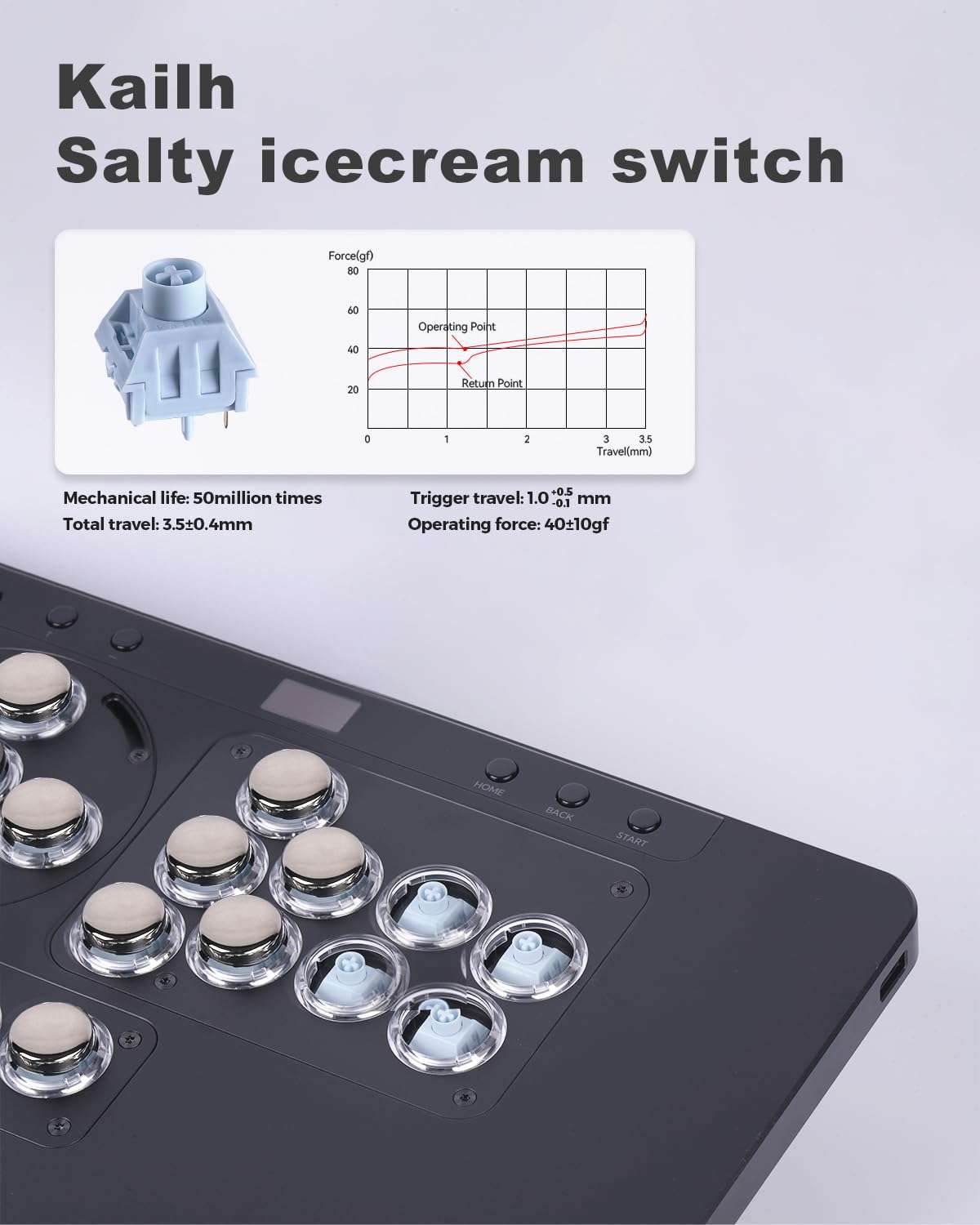 Haute42 Leverless Controller X1 Removable Mechanical Switch Module Arcade Controller for PC/PS4/PS3/Switch(Black) 5