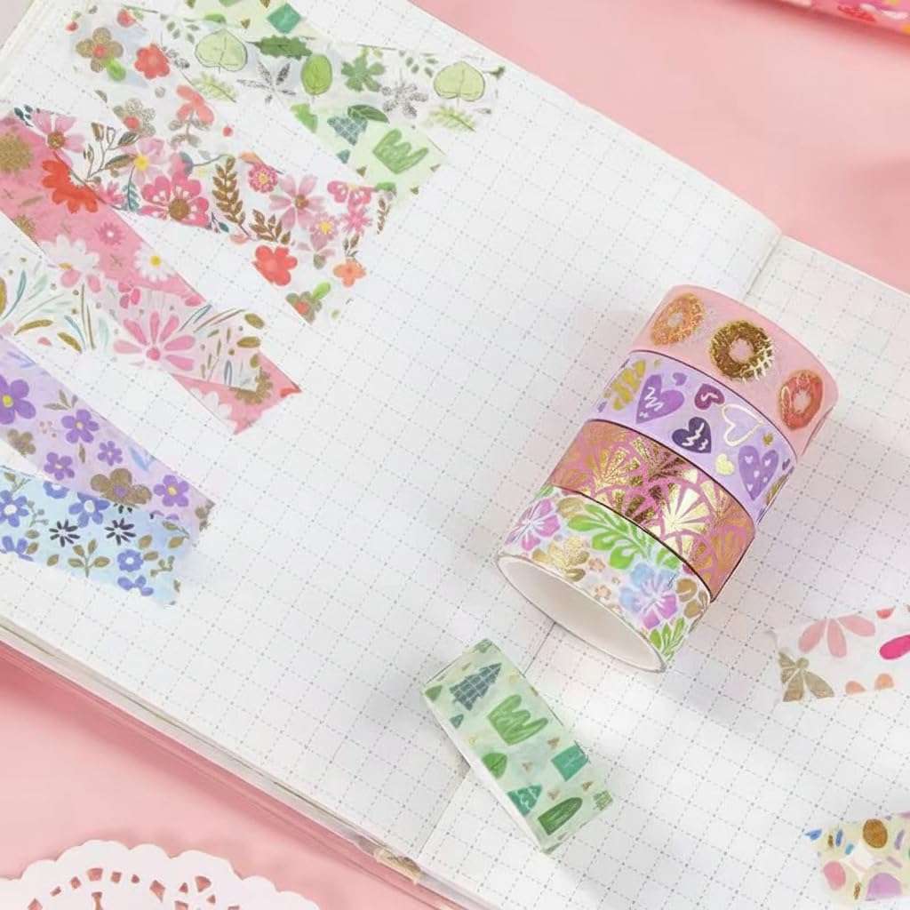 Crafty Cuddle Washi Tape Set, Decorative Craft Tape, Multicolour Floral Pattern, 1.5cm Width 2m Length, 60 Rolls 5