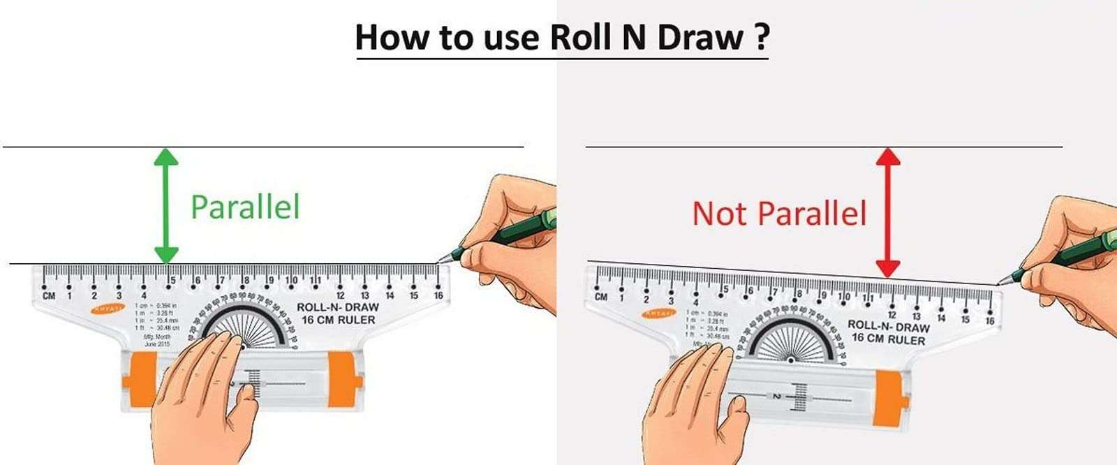 PRANSUNITA Roll-n-draw Ruler Scale 30 cm, Multi-use tool ideal for drawing vertical lines, horizontal lines, parallel lines, angles and circle 3