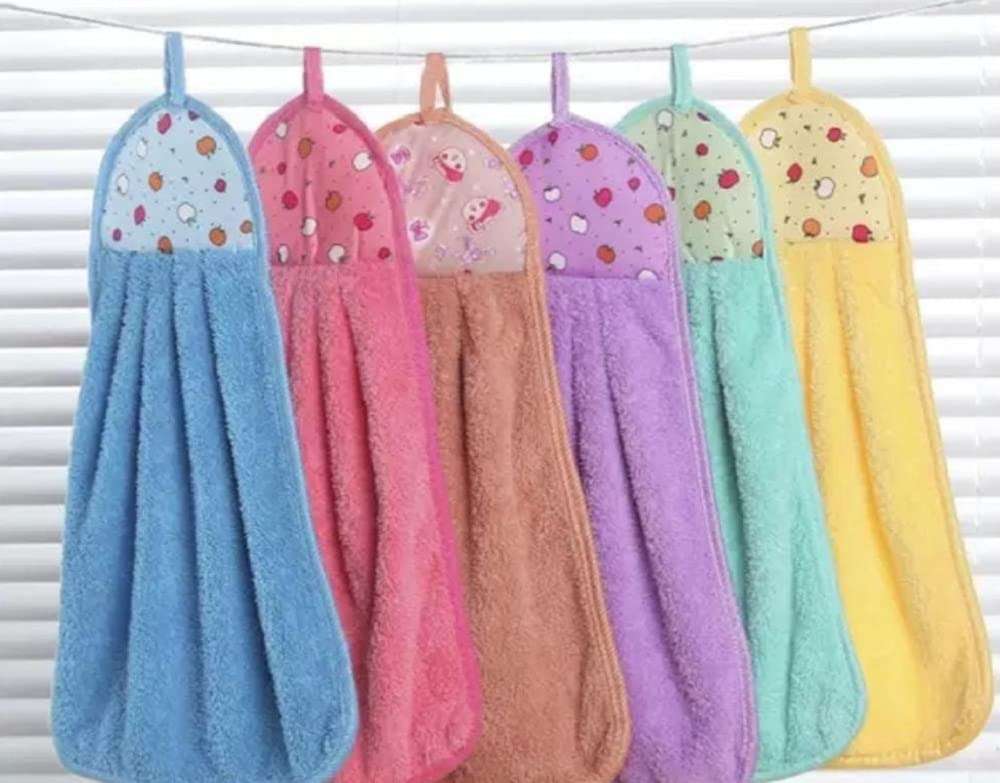 Yetli Micro Fiber Cotton Wash Basin/Kitchen Hanging Towels Size 30 x 40 Cms Pack of 3, Multiclour (MB1362 1