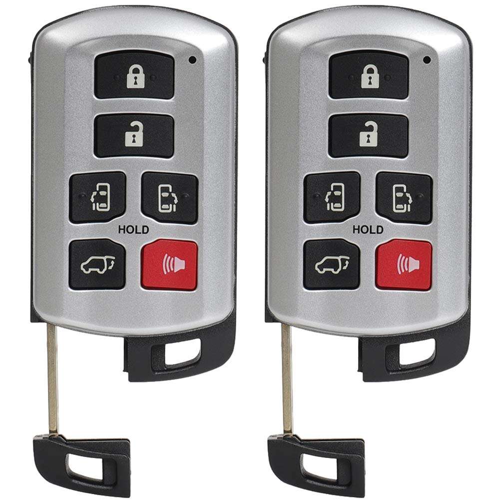 SCITOO Keyless Entry Remote Key Fob Replacement for 6 Buttons Uncut Car Key for Toyota Sienna 2011-2019 2pcs FCC HYQ14ADR 314.3MHz