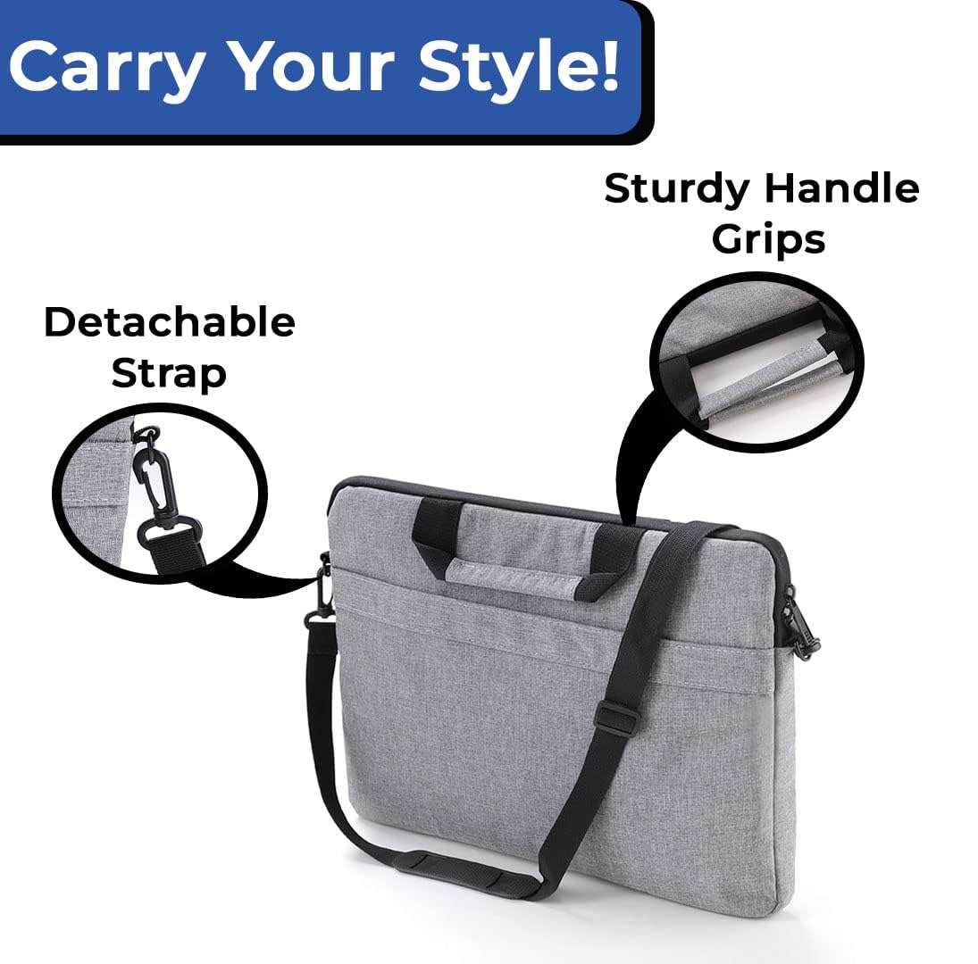 Kuber Industries Laptop Bag|Oxford Foam Padded Compartment|Detachable Strap Shoulder Bag|Laptop Bag for Men & Women|Compatible with 13”,14”,15” Devices|Grey (Pack of 5) 6